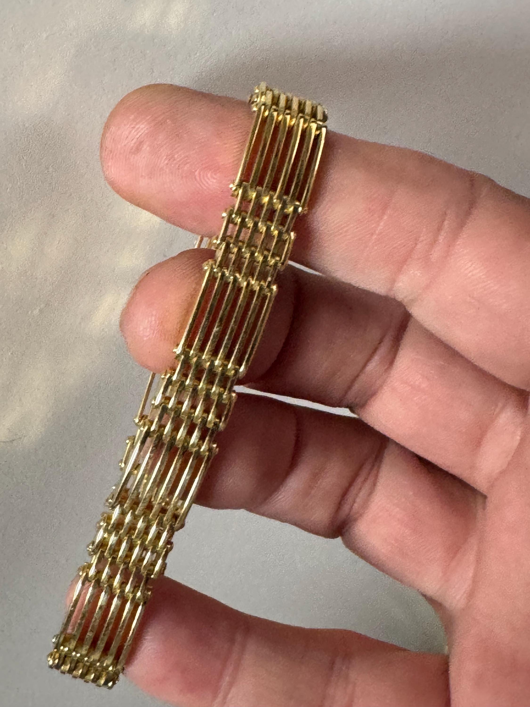 Vintage Gold Plated Gate Bracelet: 1980s Statement Jewelry