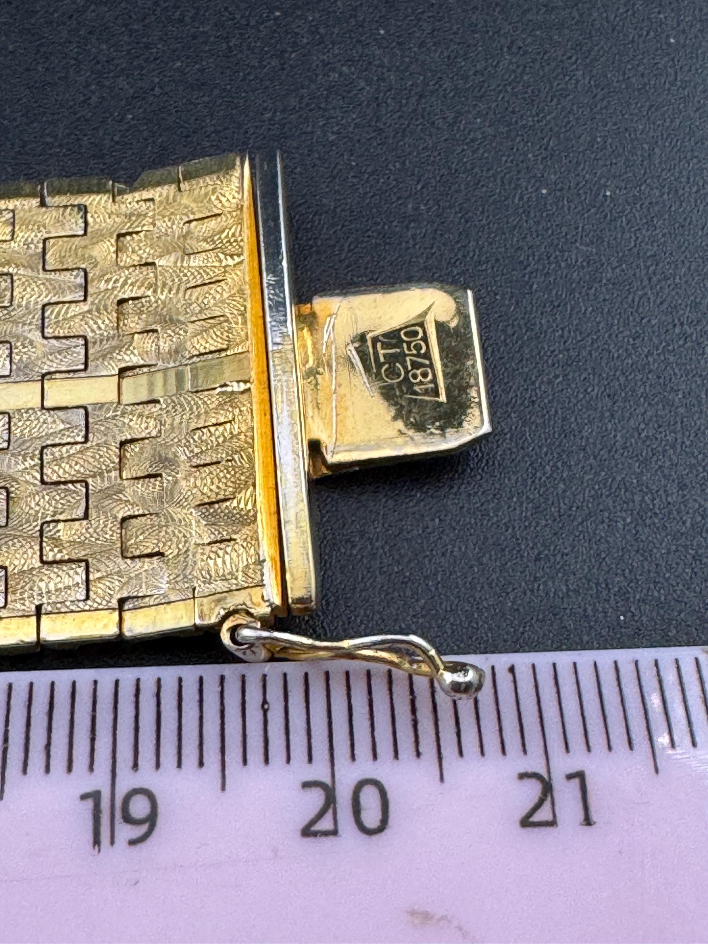 1970s Brutalist Gold Plated Cuff Bracelet: Woven Design