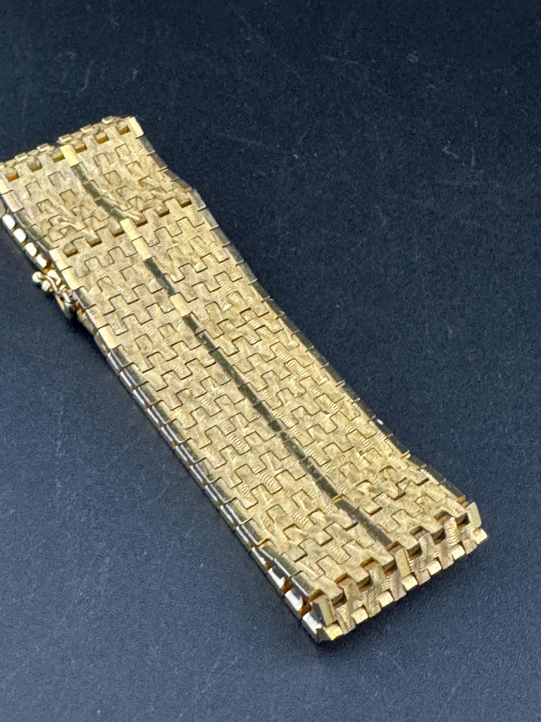 1970s Brutalist Gold Plated Cuff Bracelet: Woven Design