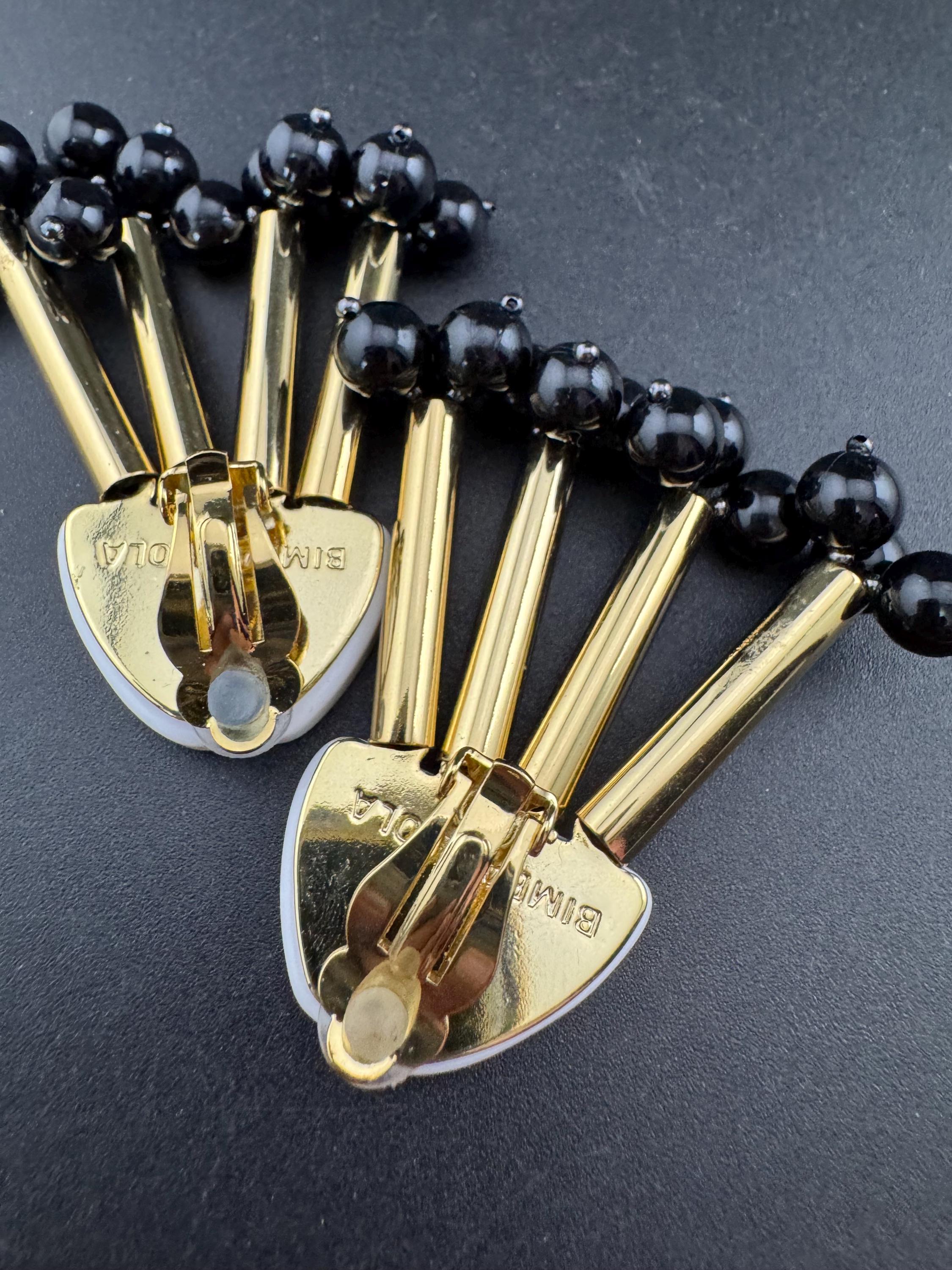Retro Beaded Clip On Earrings: Bimba Y Lola Modernist Design