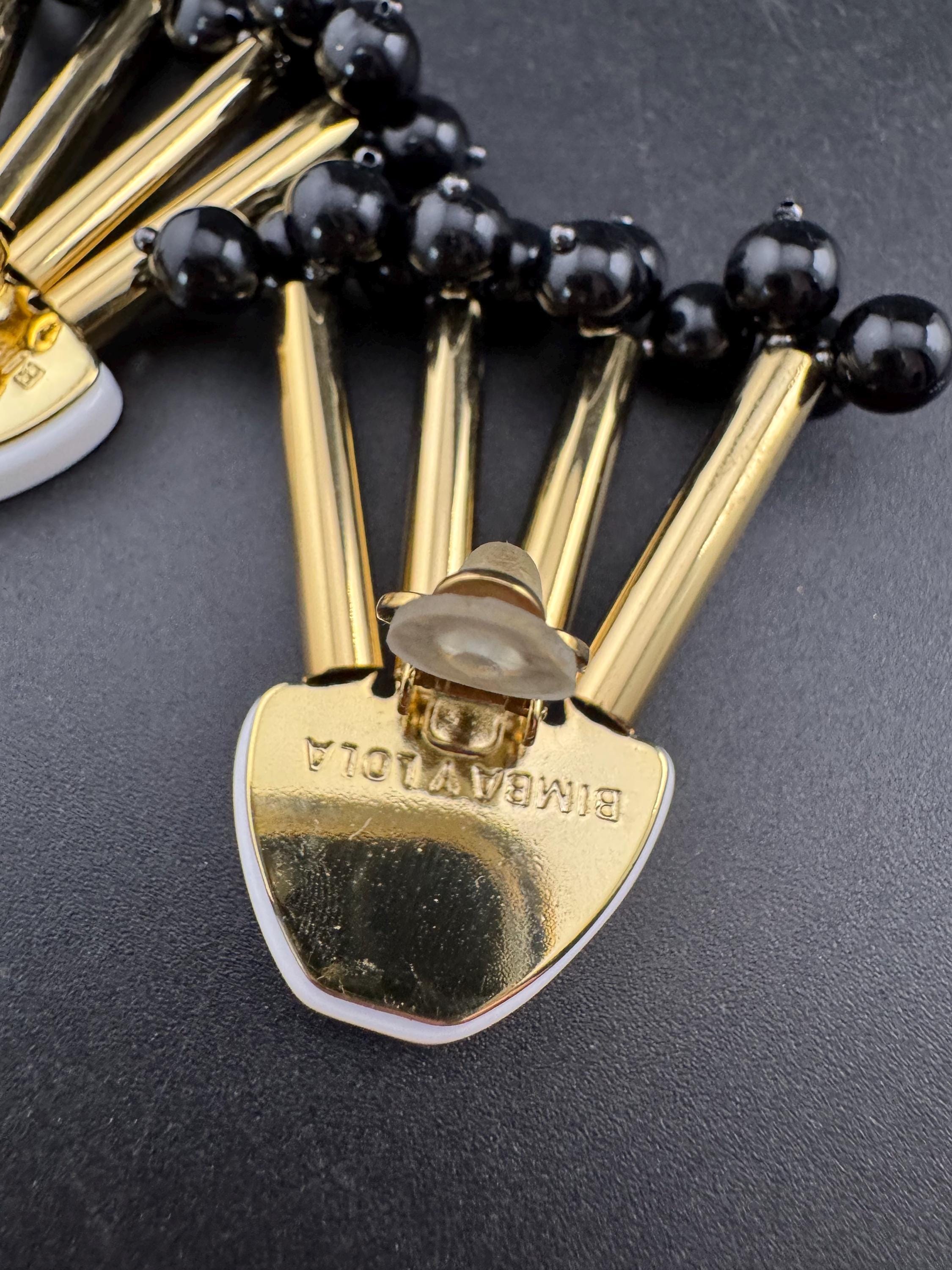 Retro Beaded Clip On Earrings: Bimba Y Lola Modernist Design