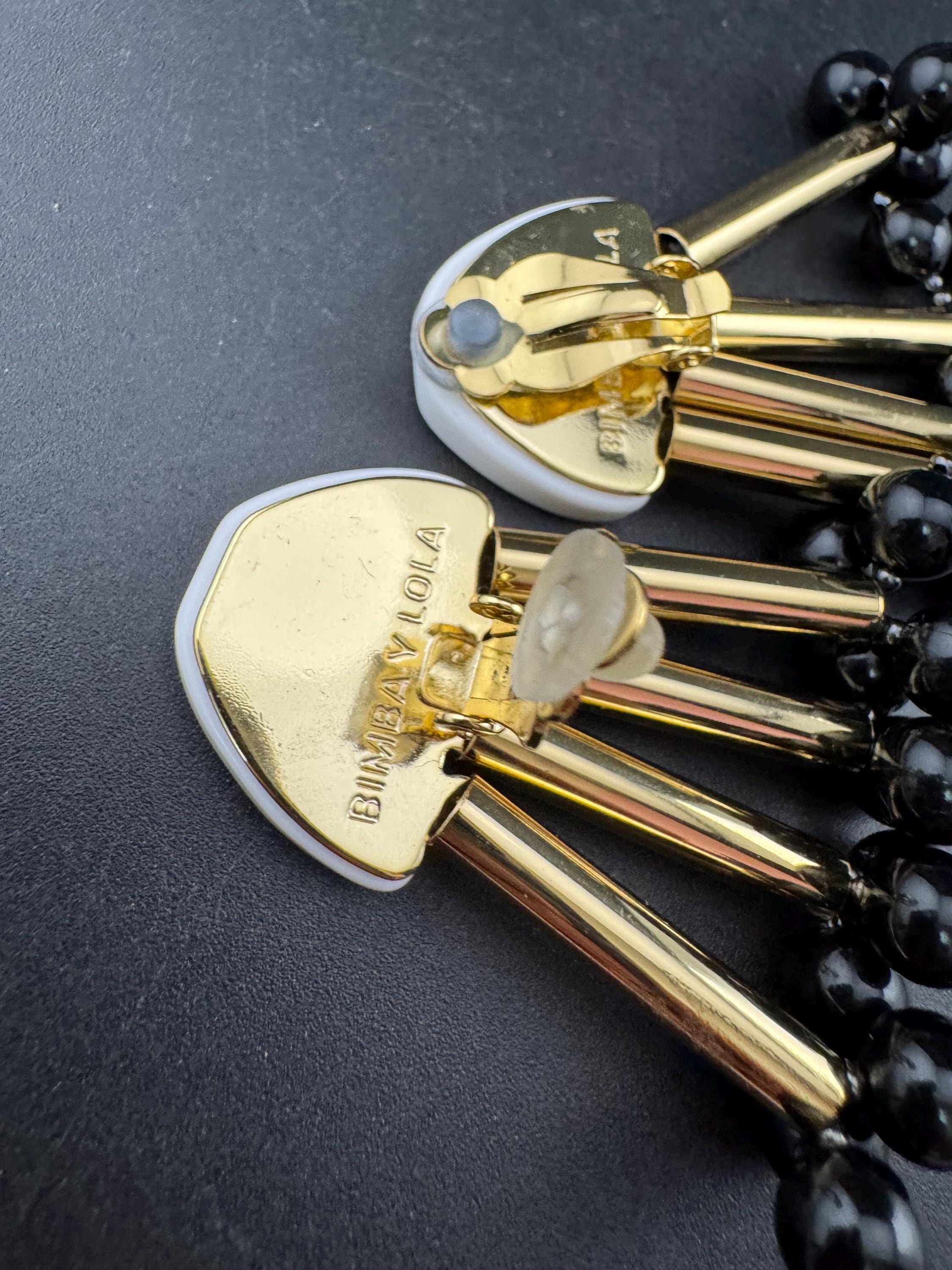 Retro Beaded Clip On Earrings: Bimba Y Lola Modernist Design