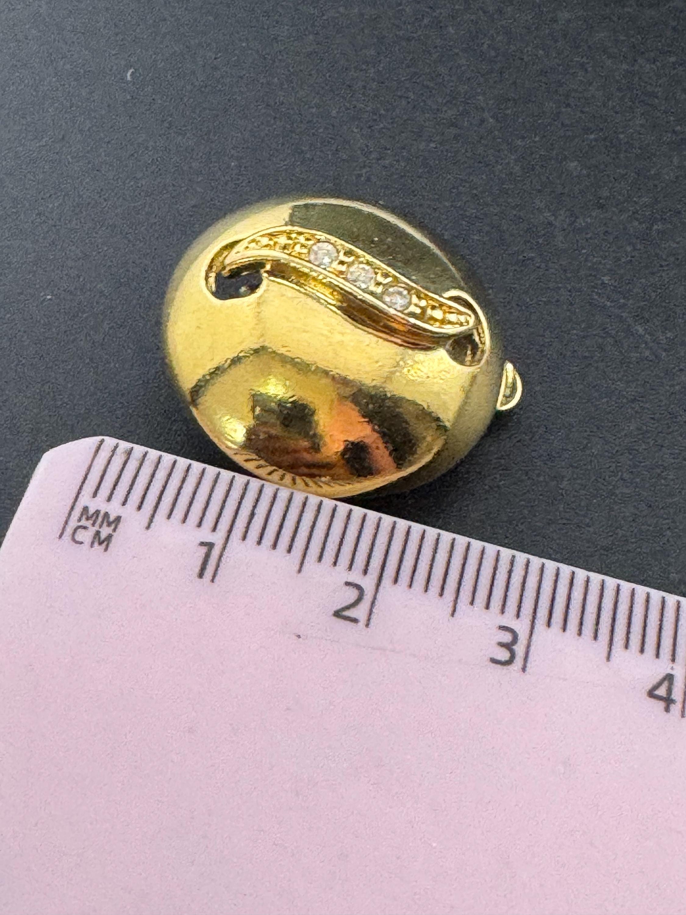 Vintage 80s round domed clear crystal diamanté clip on stud earrings gold tone