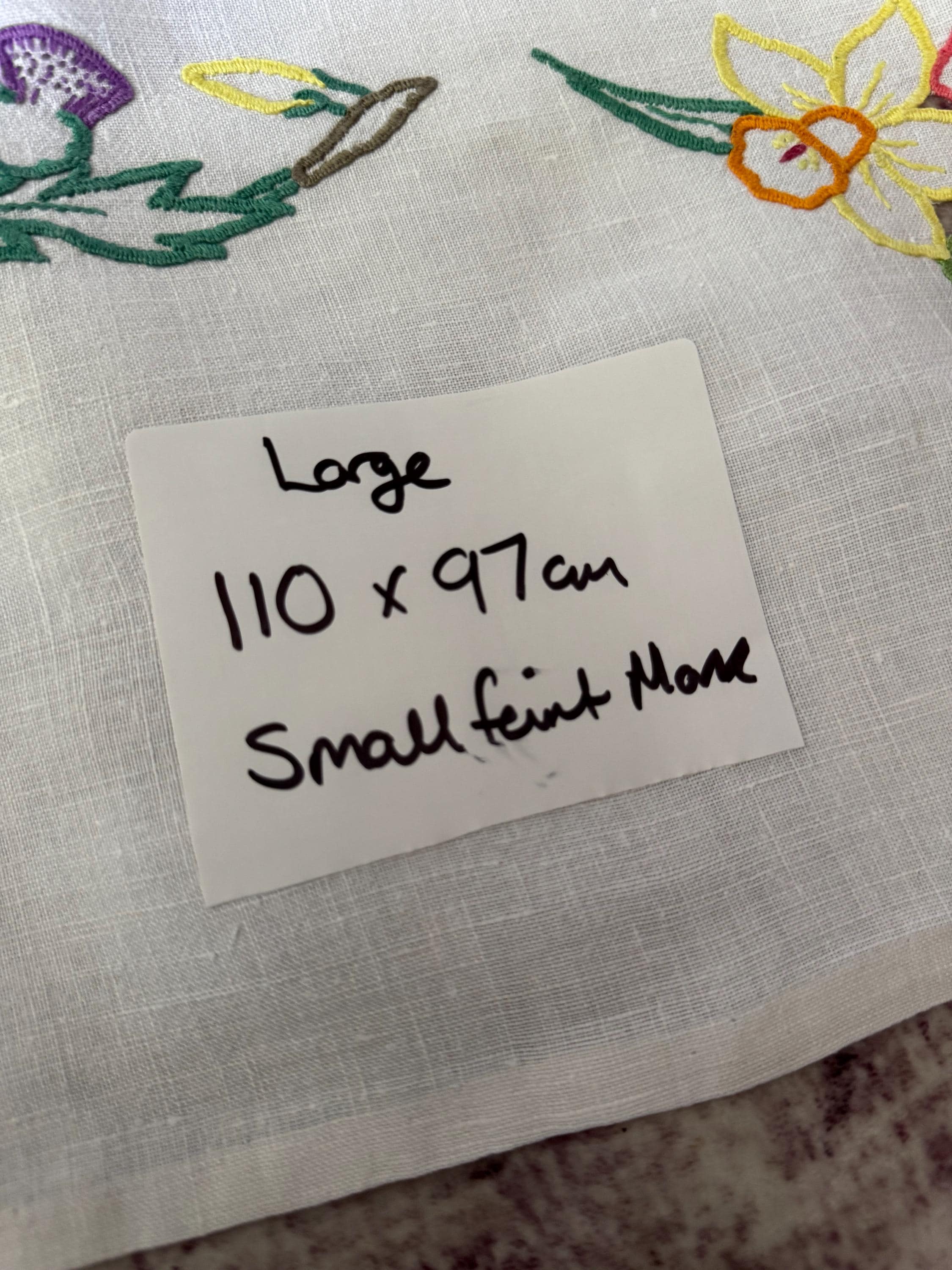 Vintage Embroidered Floral Tablecloth: Mid-Century UK Embroidery