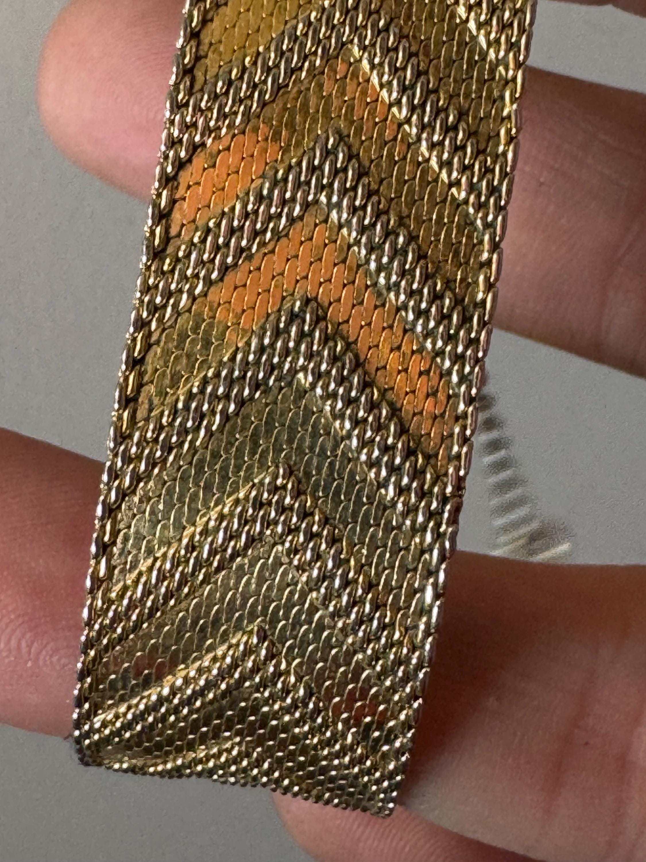 1956 Henkel & Grosse gold plated Vintage Retro Designer wide link cuff articulated bracelet Christian Dior Bracelet Modernist 1950s