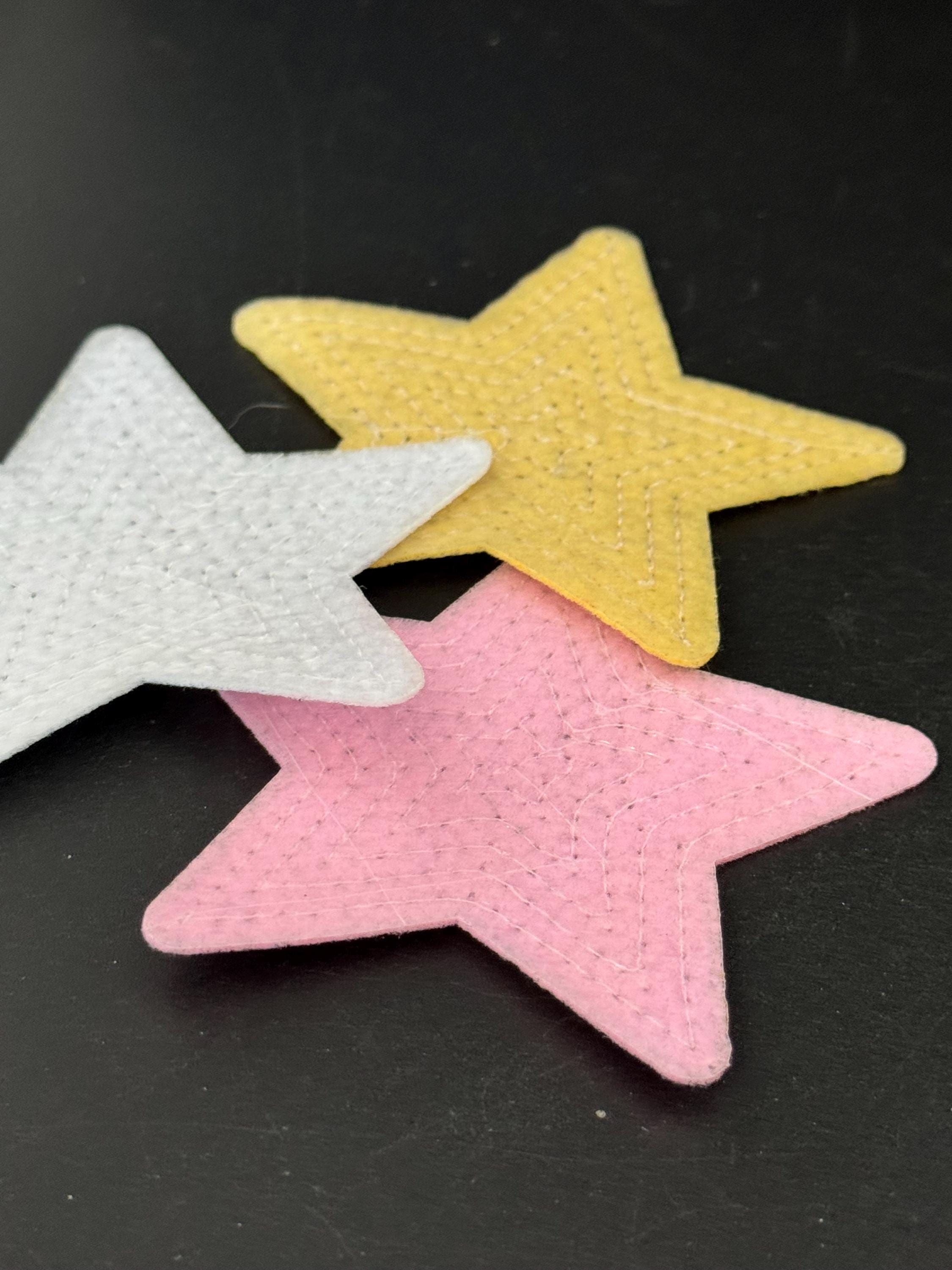 9cm iron on large sequin star patches appliqués in a choice or pink silver or gold 3.5”