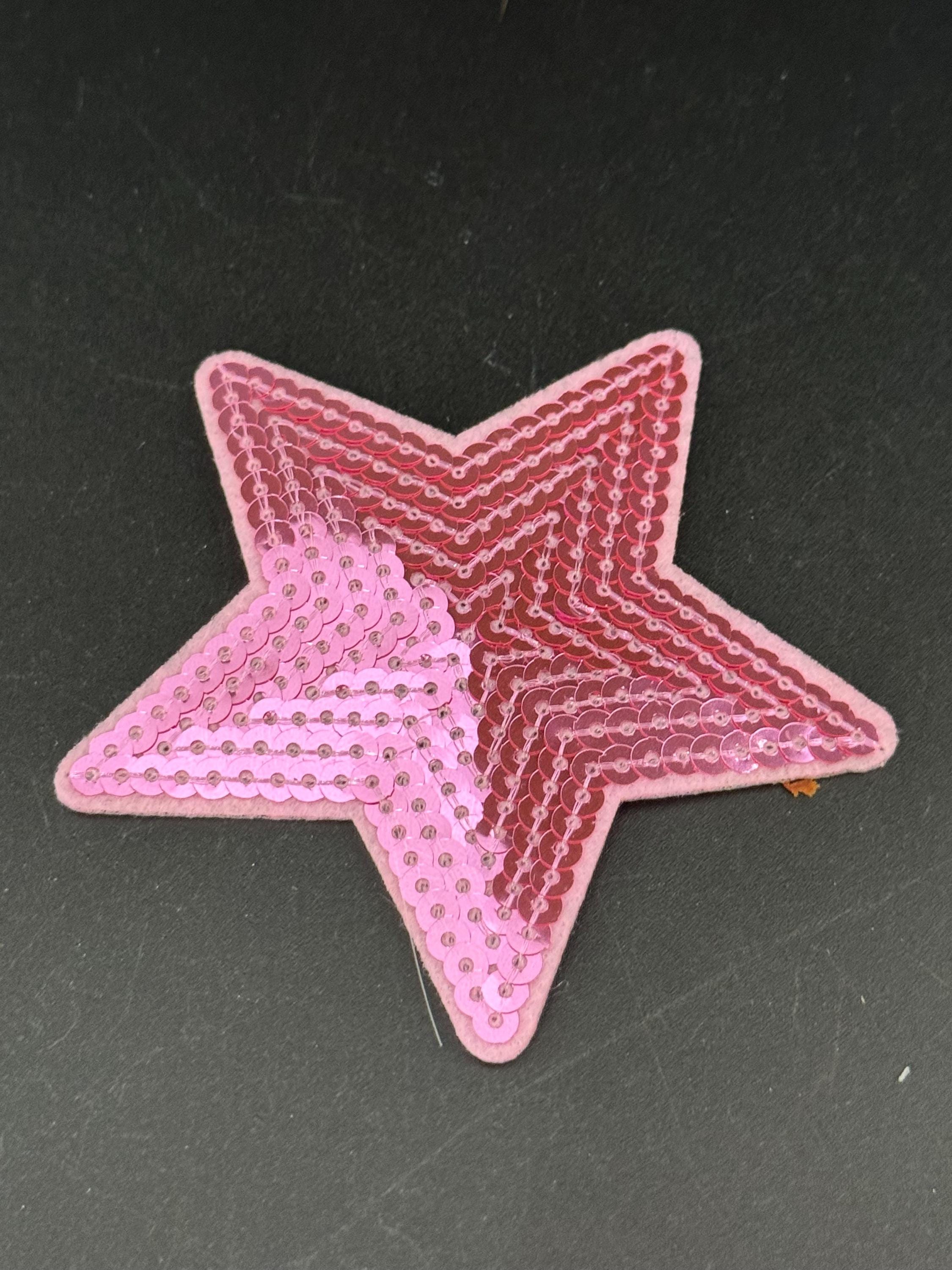 9cm iron on large sequin star patches appliqués in a choice or pink silver or gold 3.5”