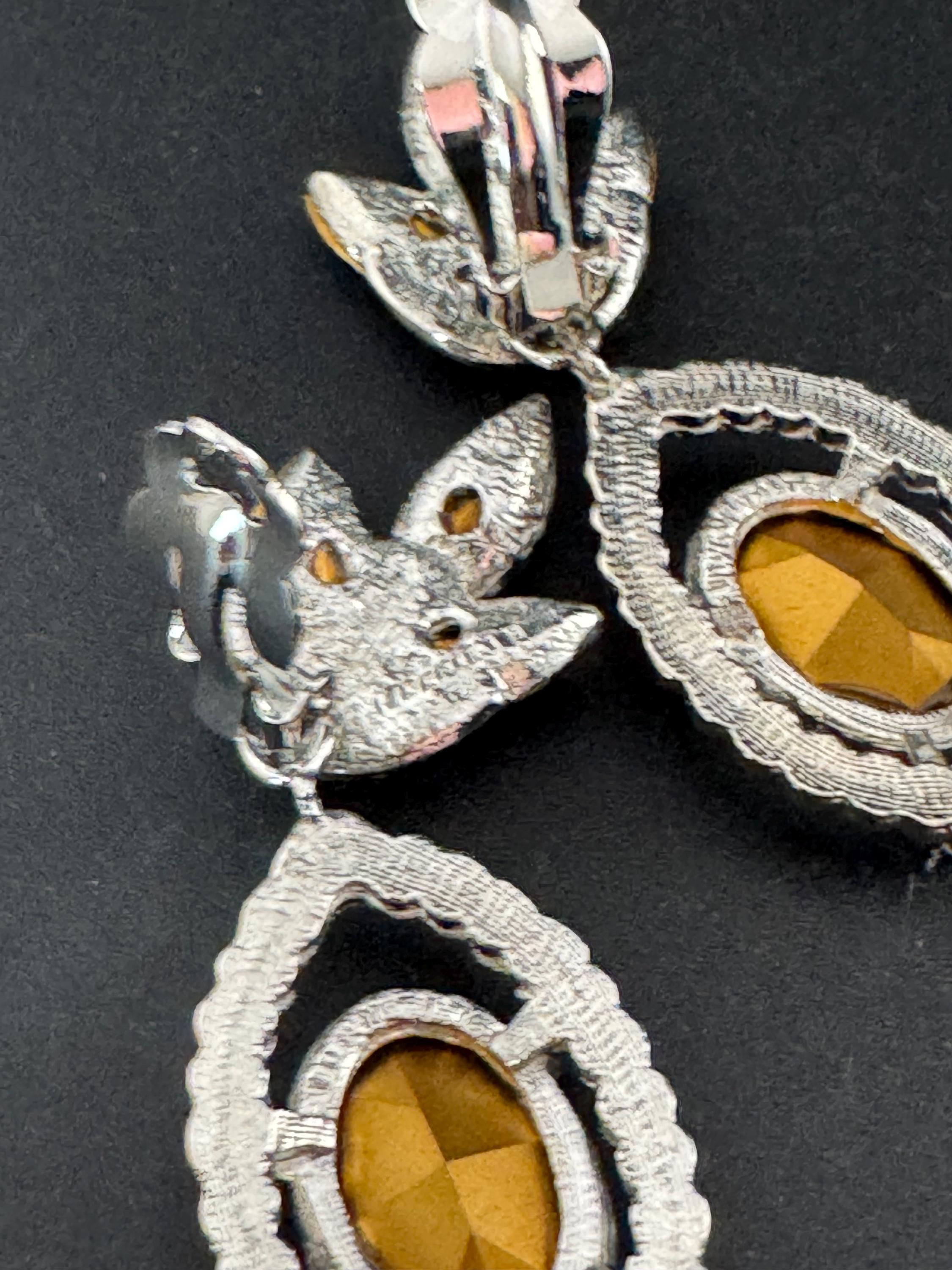 Vintage Swarovski Crystal Drop Earrings: Oversized Silver Tone Dangle, 1980s