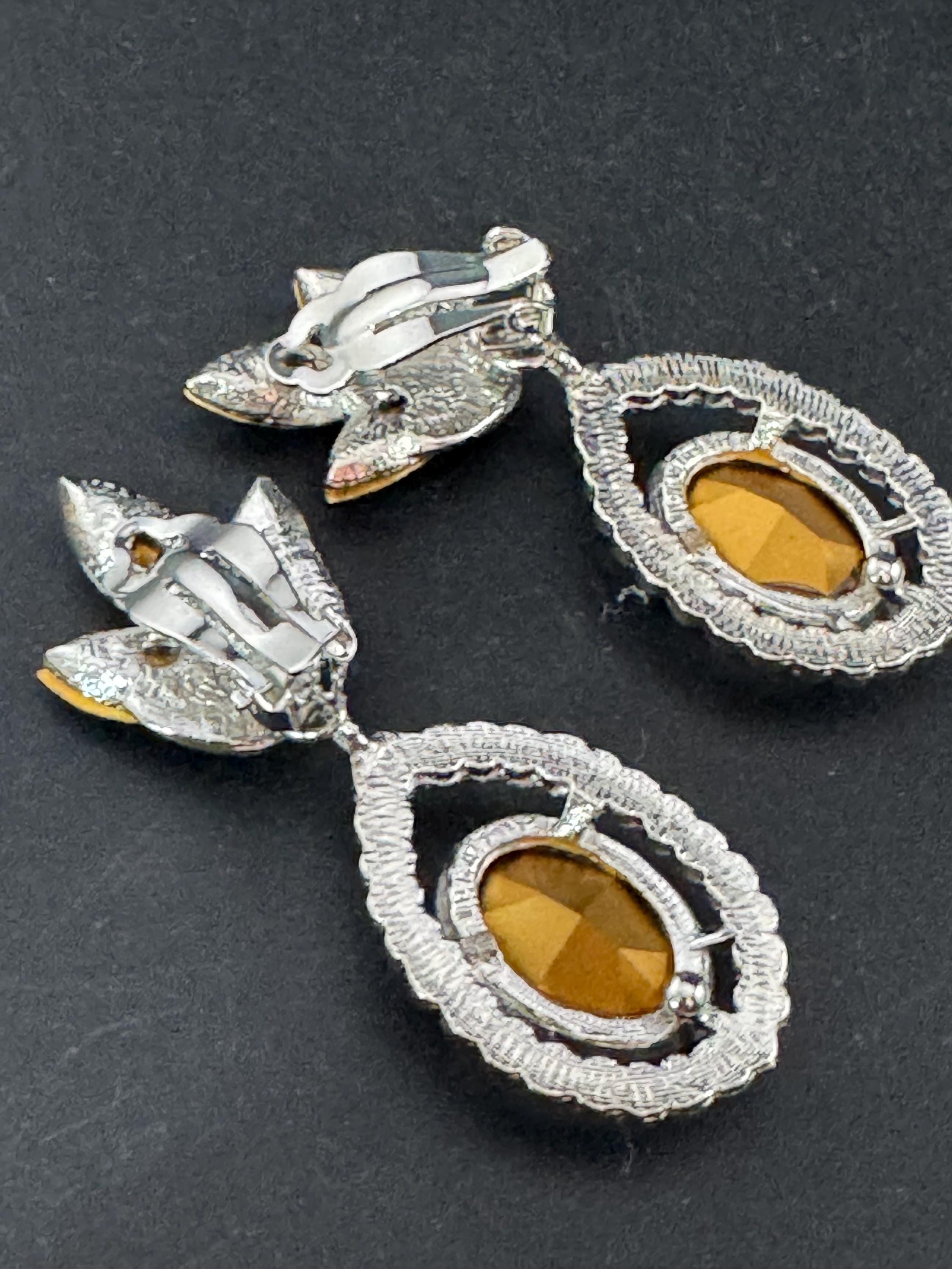 Vintage Swarovski Crystal Drop Earrings: Oversized Silver Tone Dangle, 1980s