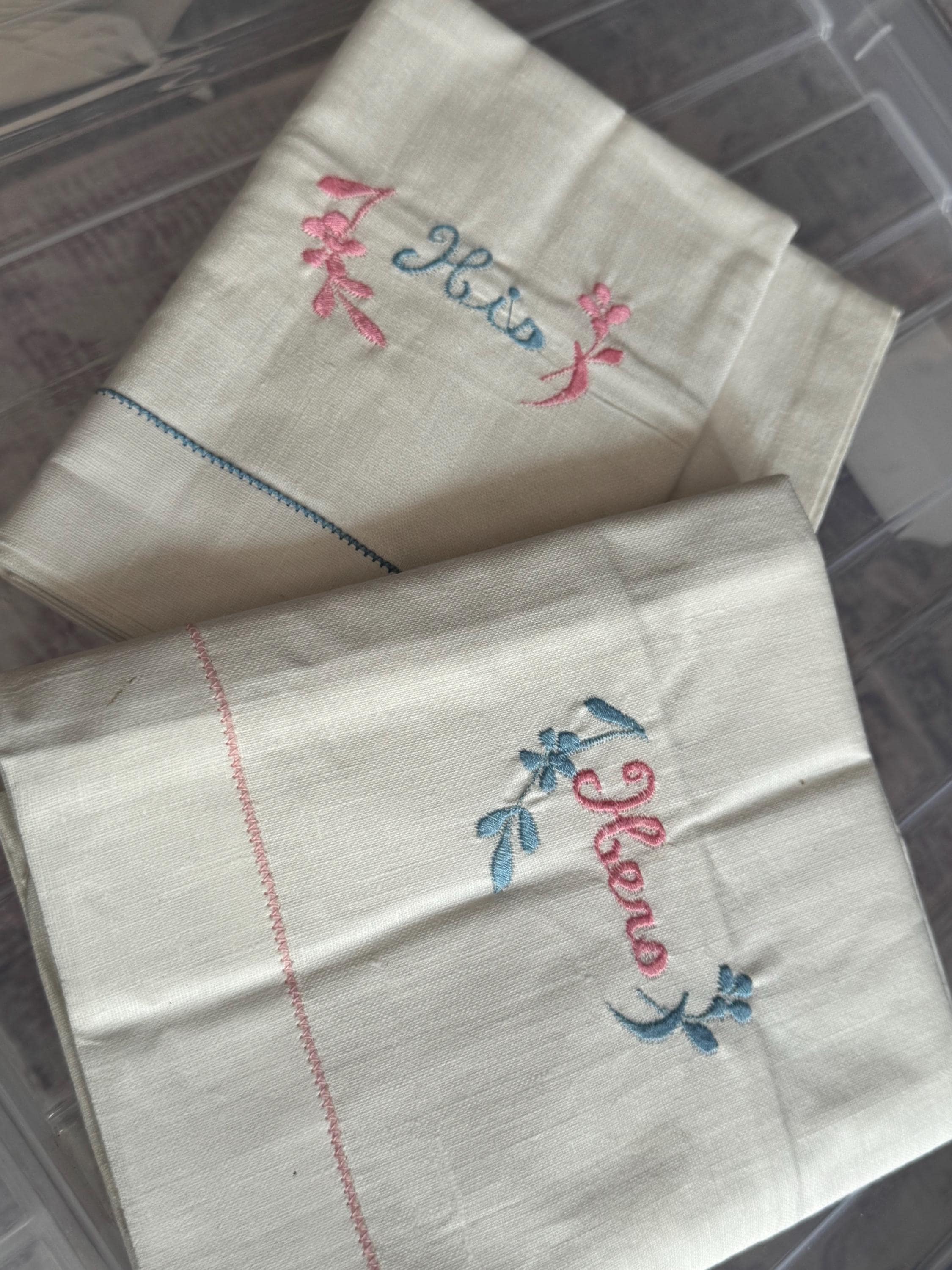 Embroidered Floral Roses Pillowcases: His & Hers Vintage Linens