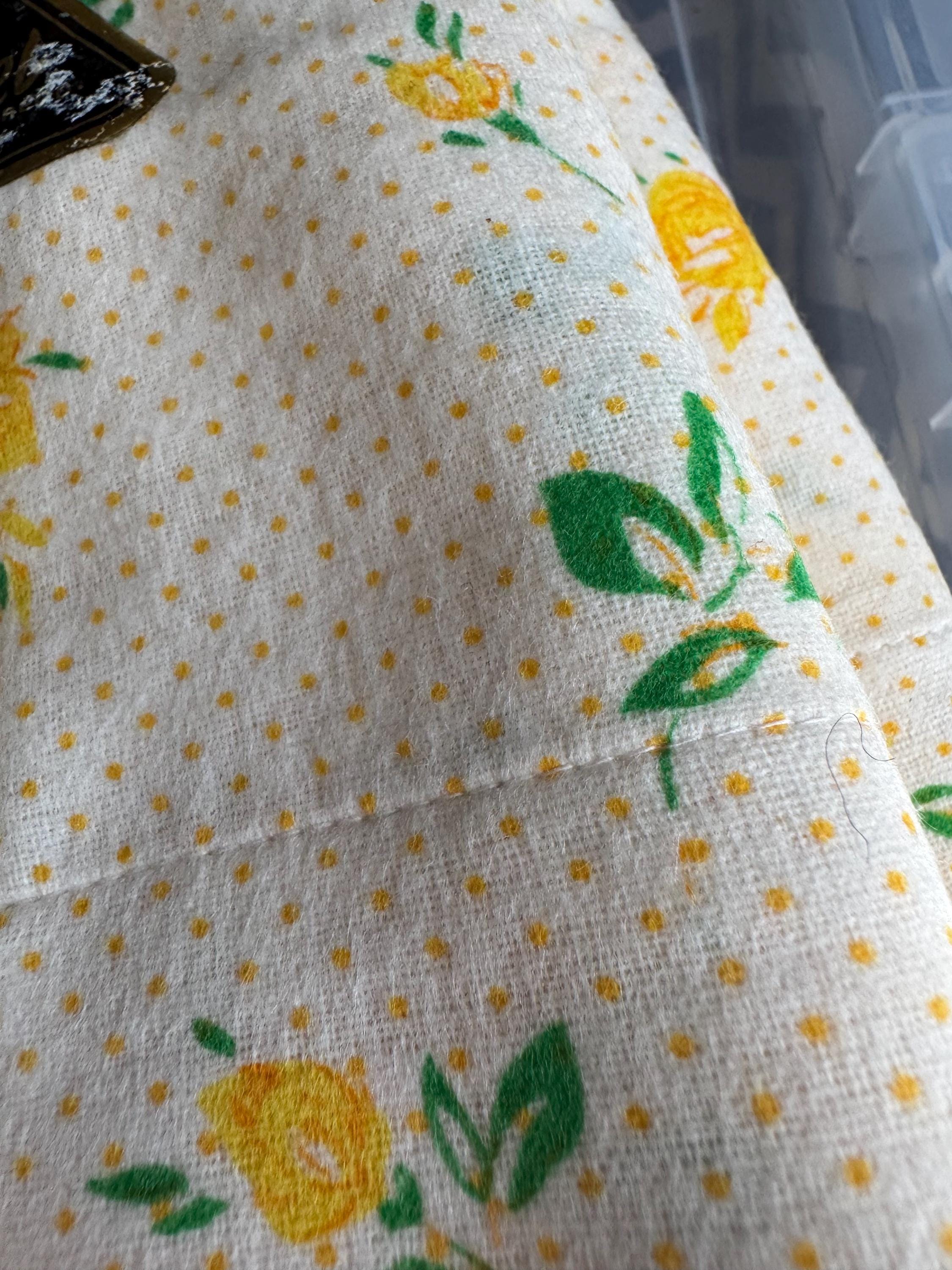 Pair 2 pillowcases flannelette brushed cotton cream and yellow flowers joyset Autumn winter cottage vintage bedding pillow cases 17 x 28