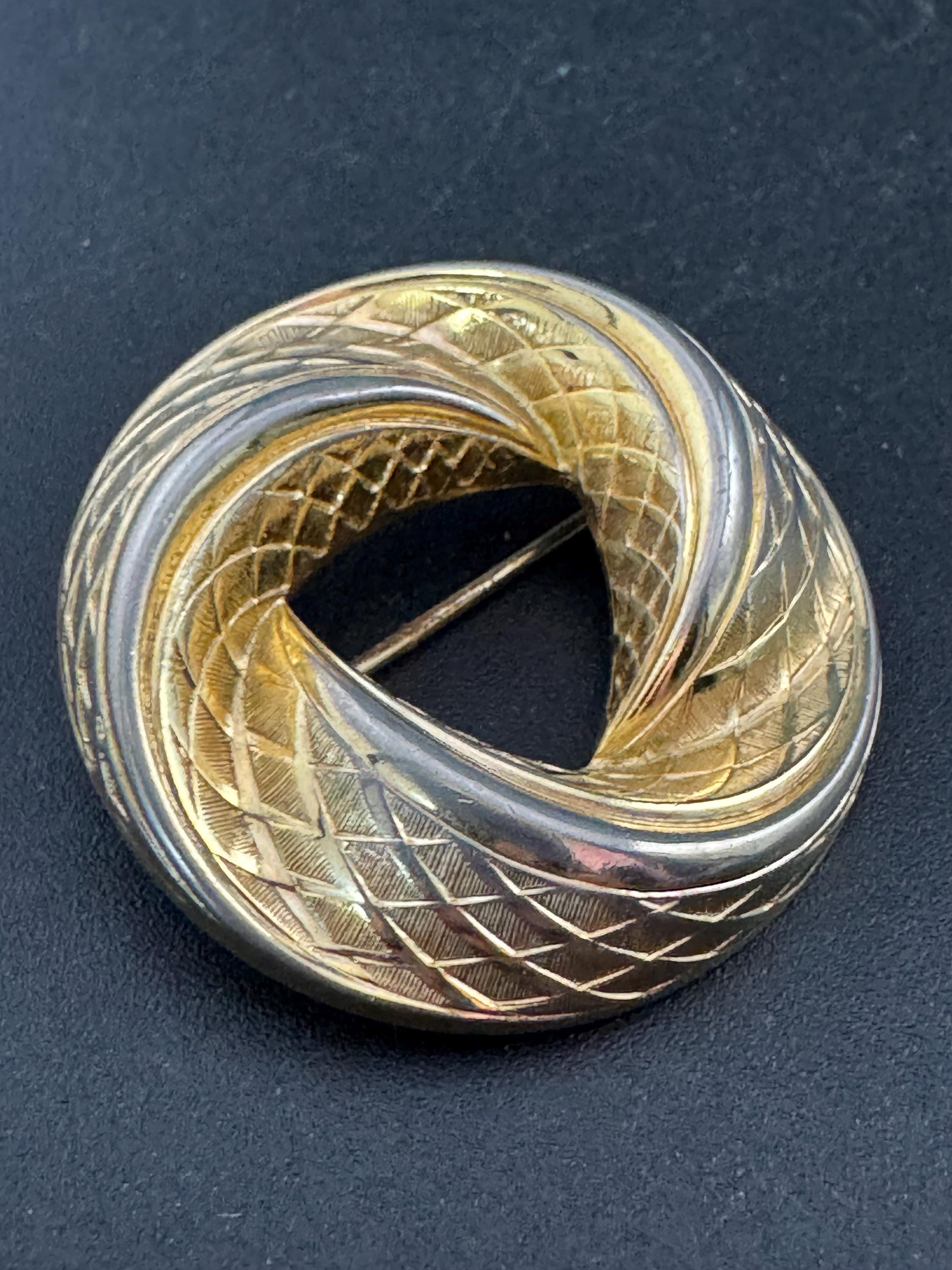 Signed GROSSE 1964 German Modernist Brooch - Gold Tone Swirl Design
