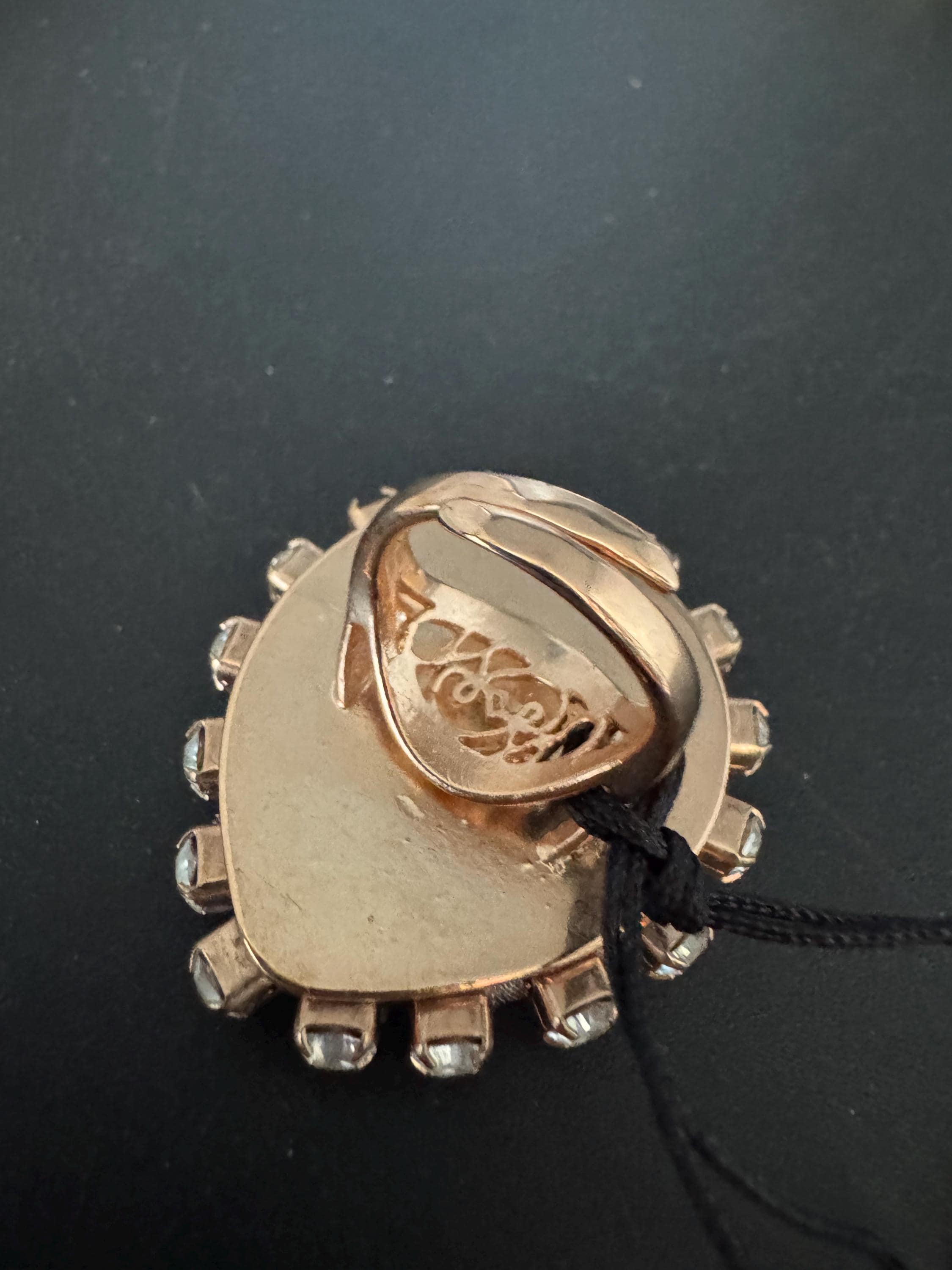 Swarovski Crystal Cocktail Ring: Retro Gold Tone Teardrop, Adjustable