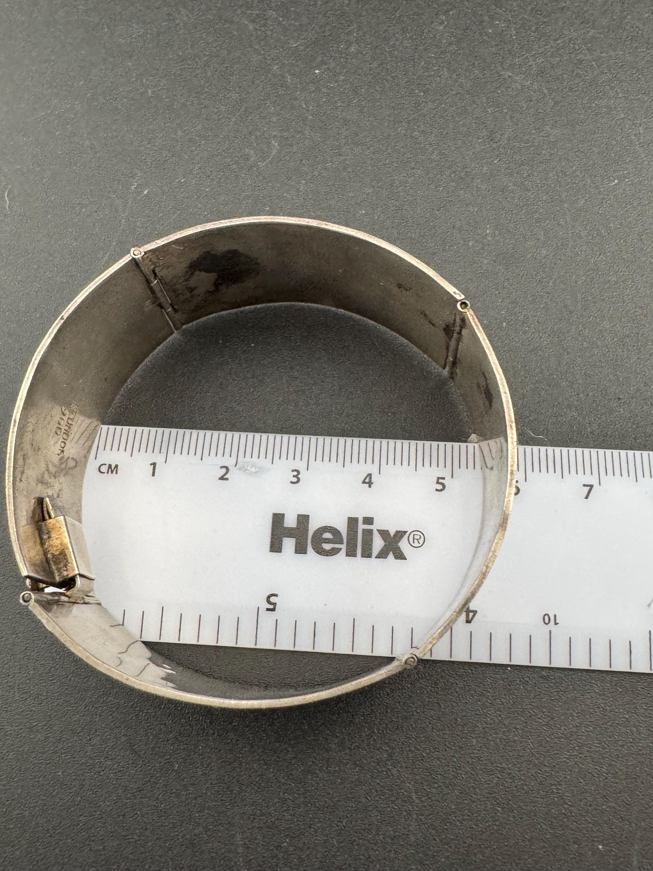 900 grade Ecuador Solid silver modernist Vintage continental silver panel link bracelet 30.7grams