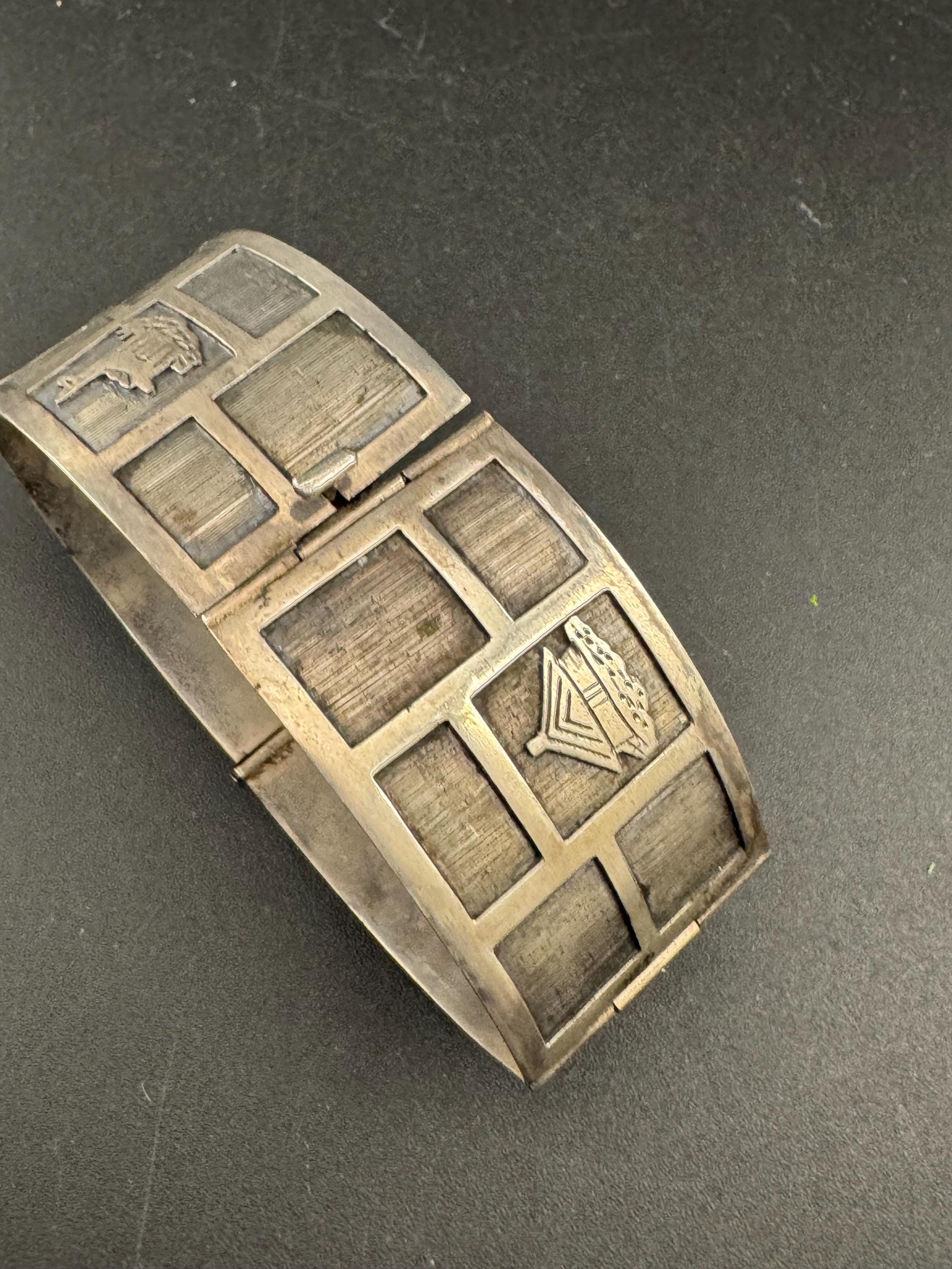 900 grade Ecuador Solid silver modernist Vintage continental silver panel link bracelet 30.7grams