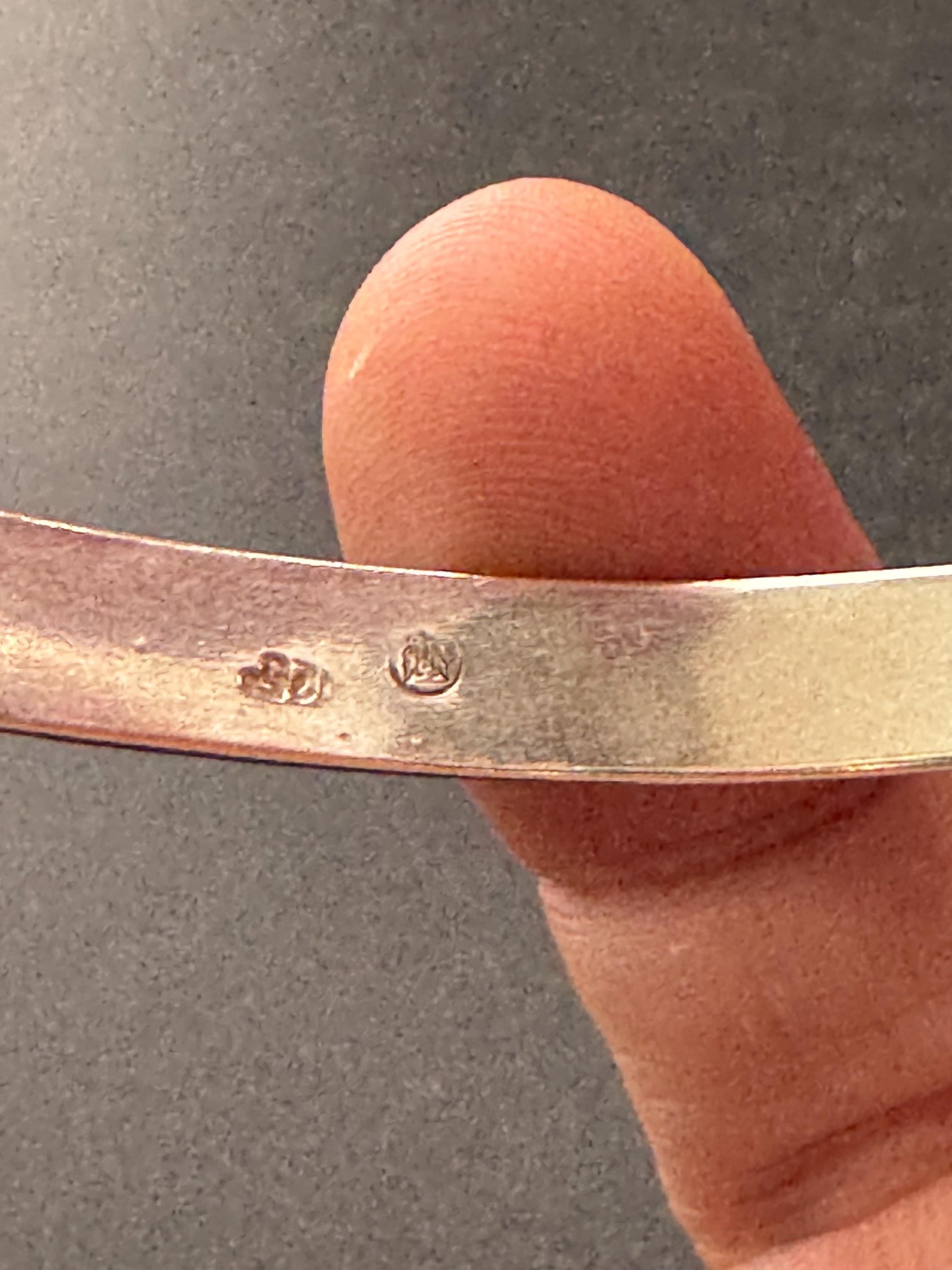 Vintage 1970s cross etched 925 sterling silver 6mm slim thin bangle 8.2 grams 6.5cm inner diameter