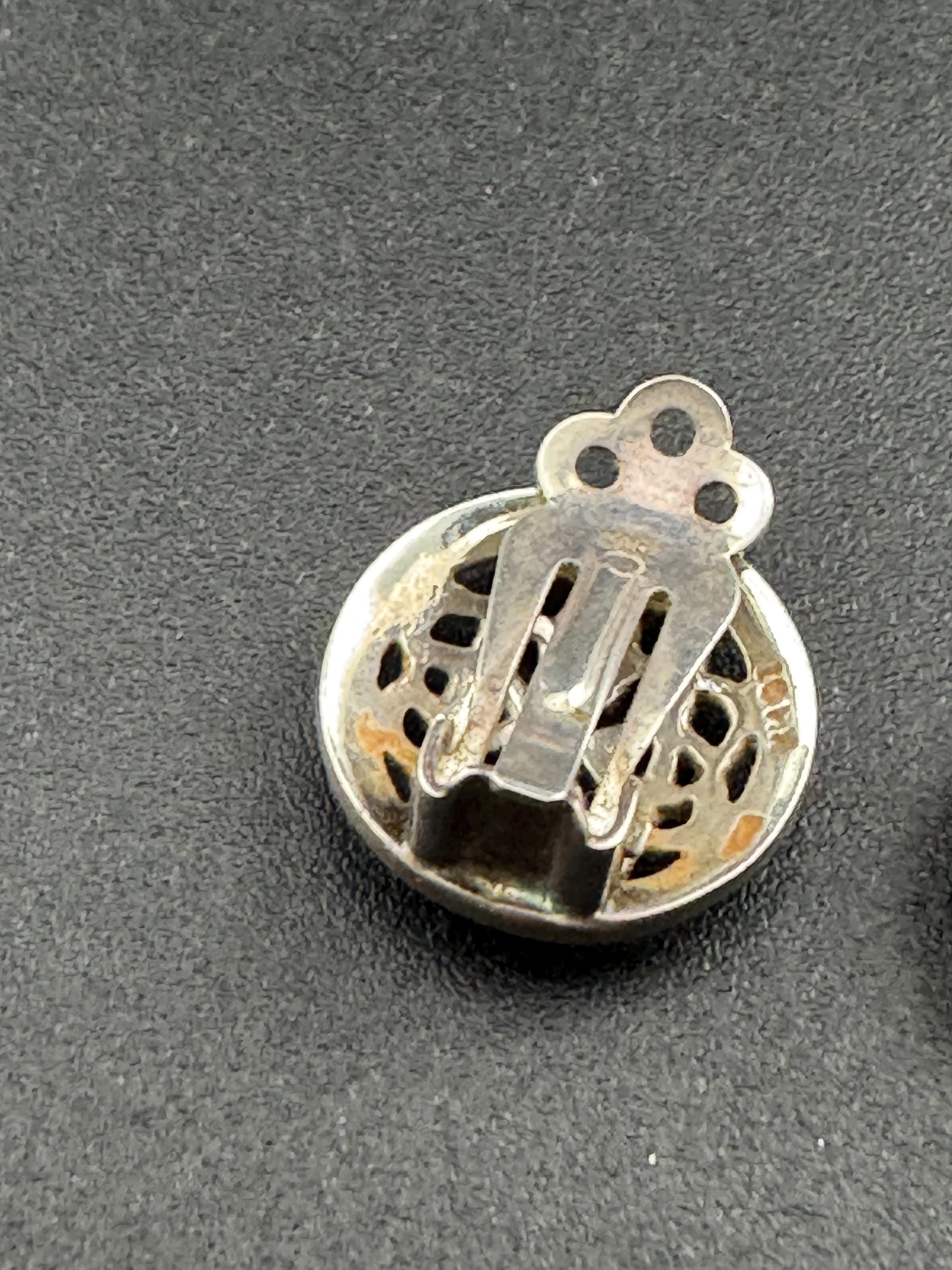Small Vintage 925 arts and crafts style floral sterling silver clip on earrings 1.5cm