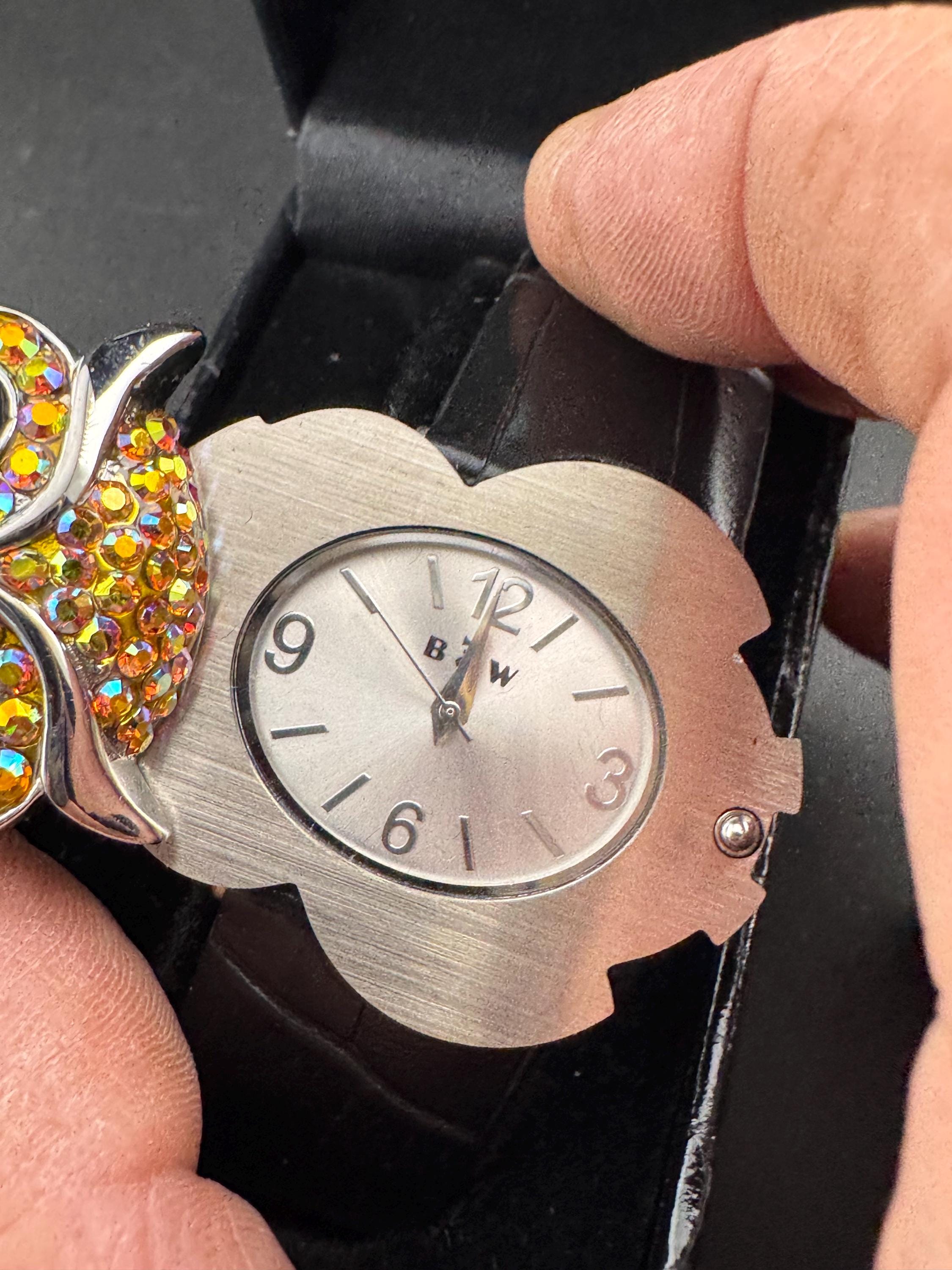 retro butler and Wilson rhinestone owl watch no battery , original box