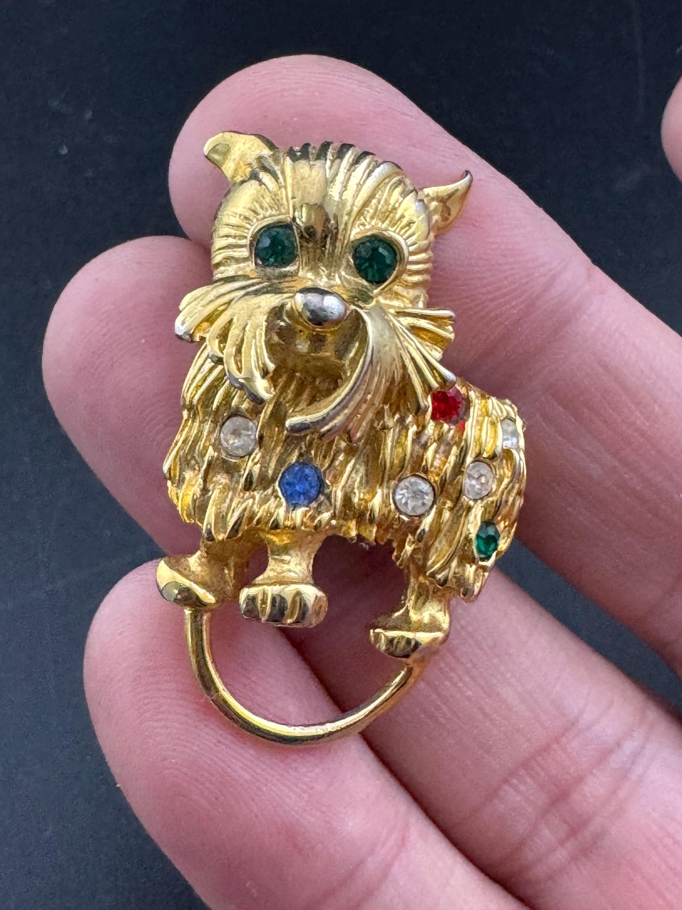 Vintage Scottie Dog brooch, Rhinestone diamanté highland terrier