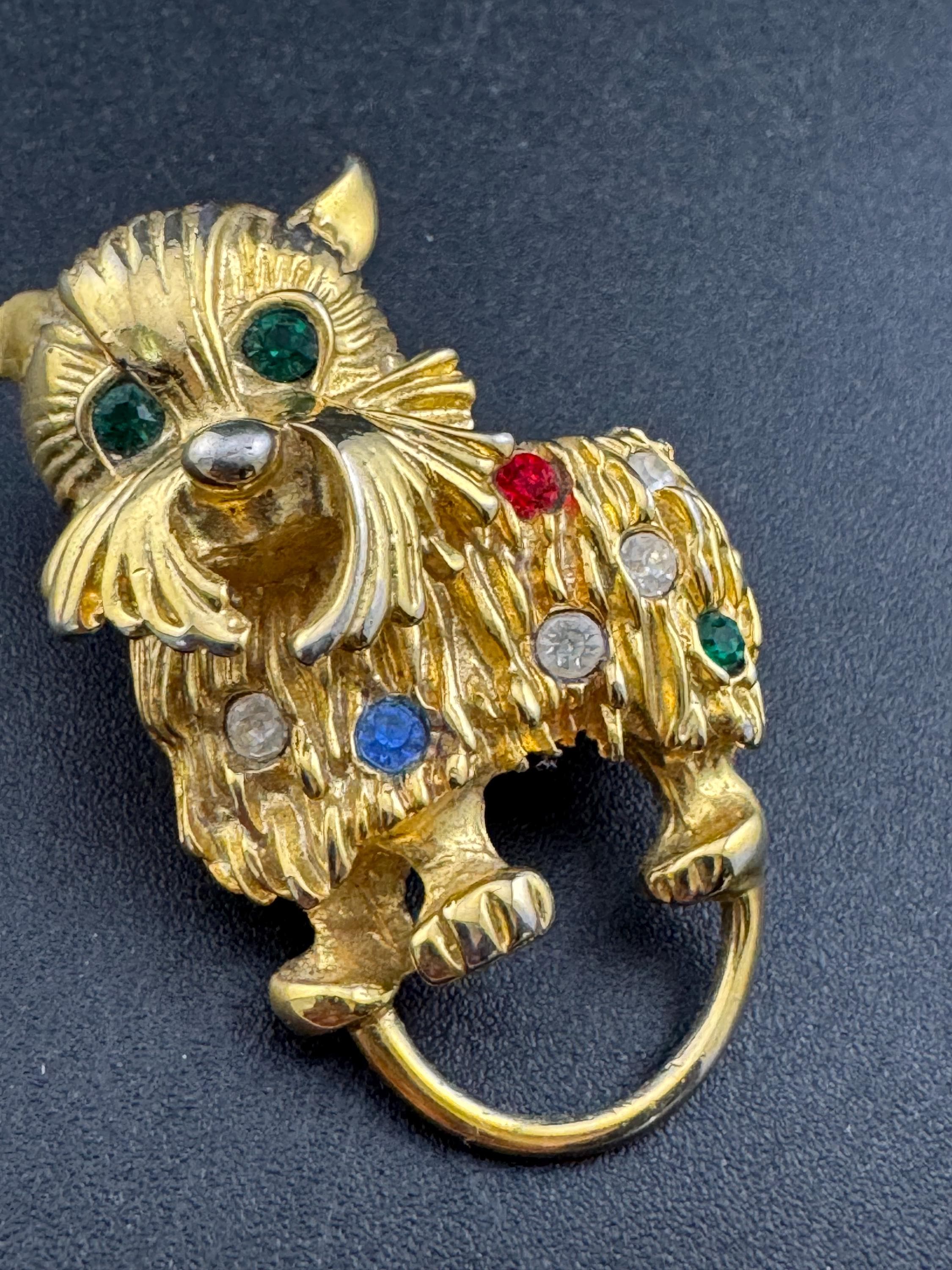 Vintage Scottie Dog brooch, Rhinestone diamanté highland terrier
