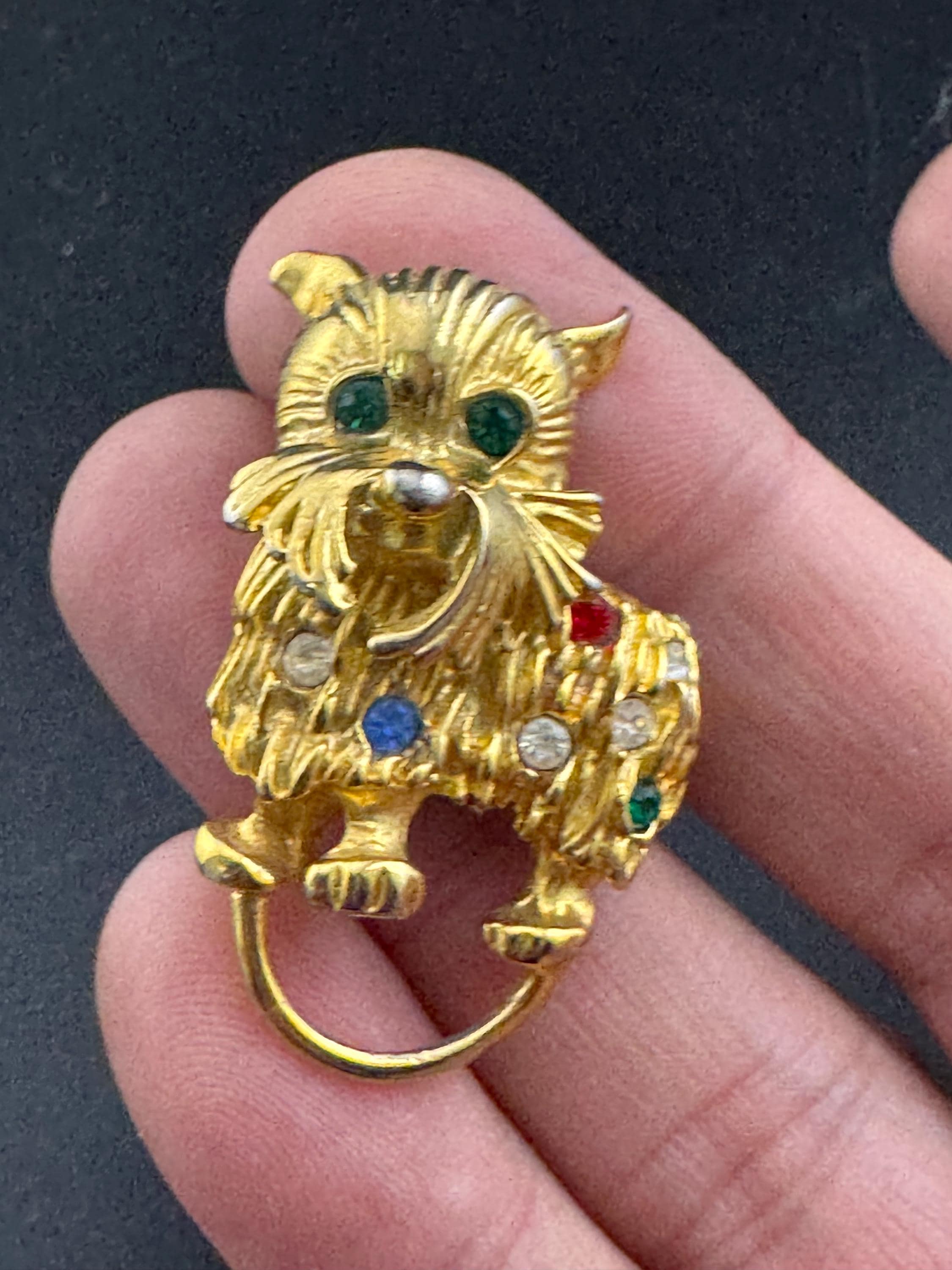 Vintage Scottie Dog brooch, Rhinestone diamanté highland terrier