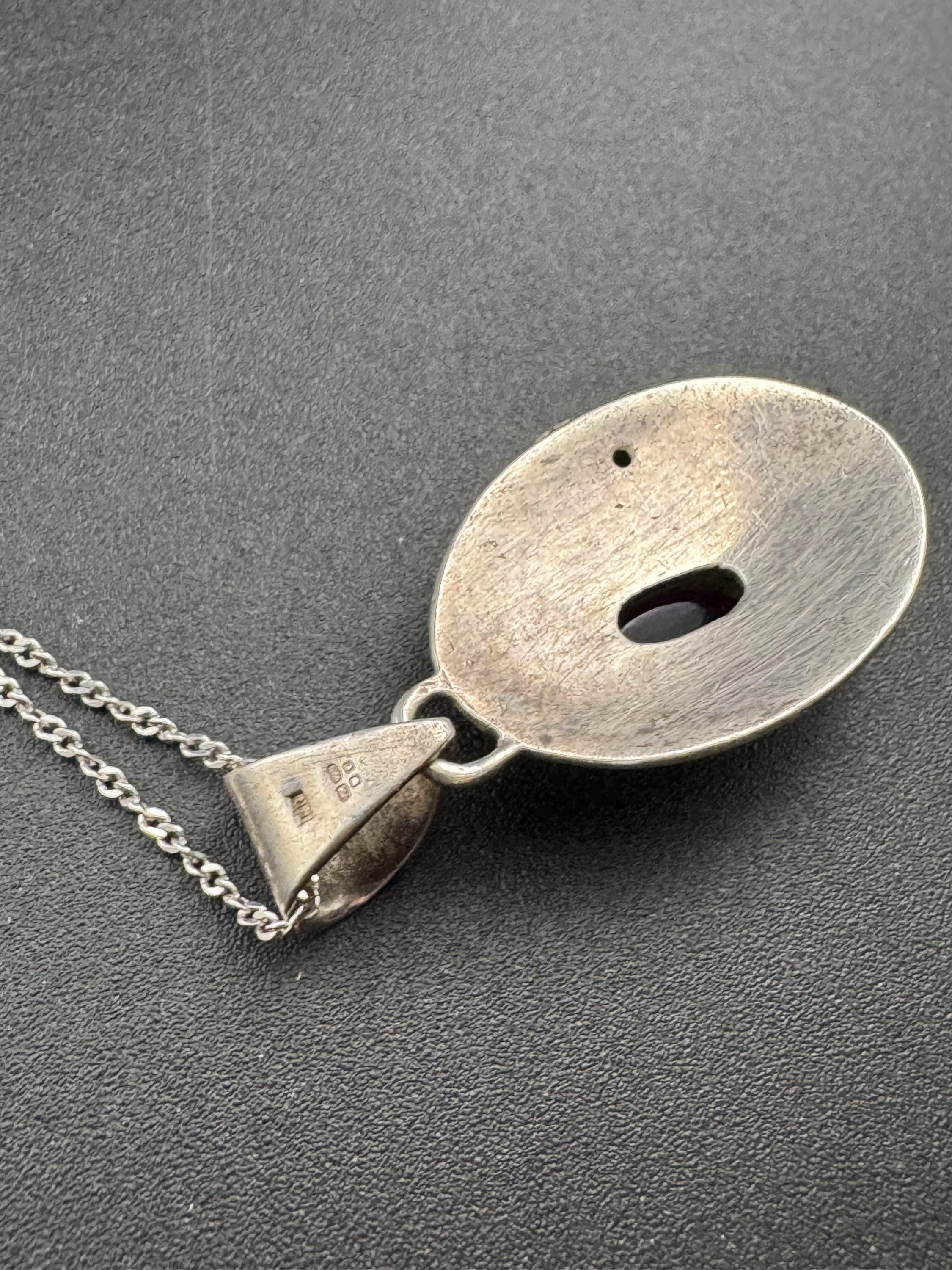 Vintage brutalist style sterling silver 925 peridot and amethyst gemstone ball bead pendant necklace on a 45cm chain