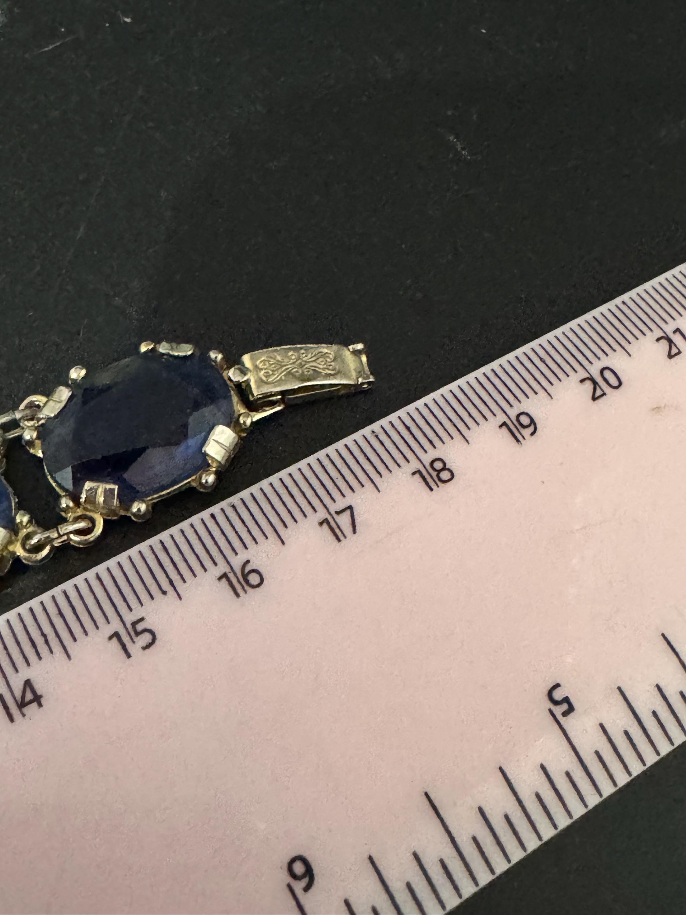 Vintage sapphire blue rhinestone cocktail bracelet , gold tone mid century