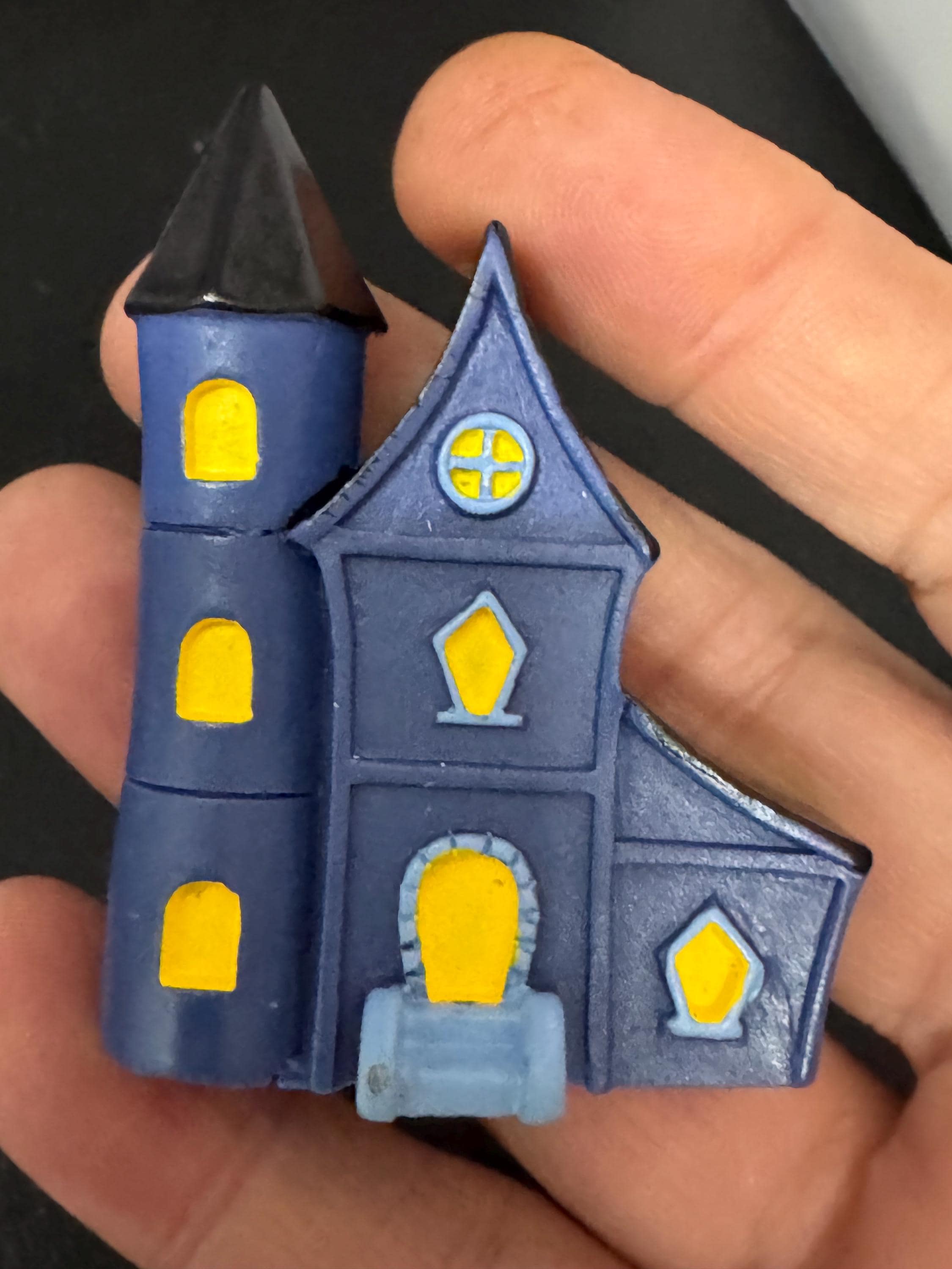 Miniature spooky Halloween creepy haunted mansion house cake topper decorations, craft scenery, reusable plastic