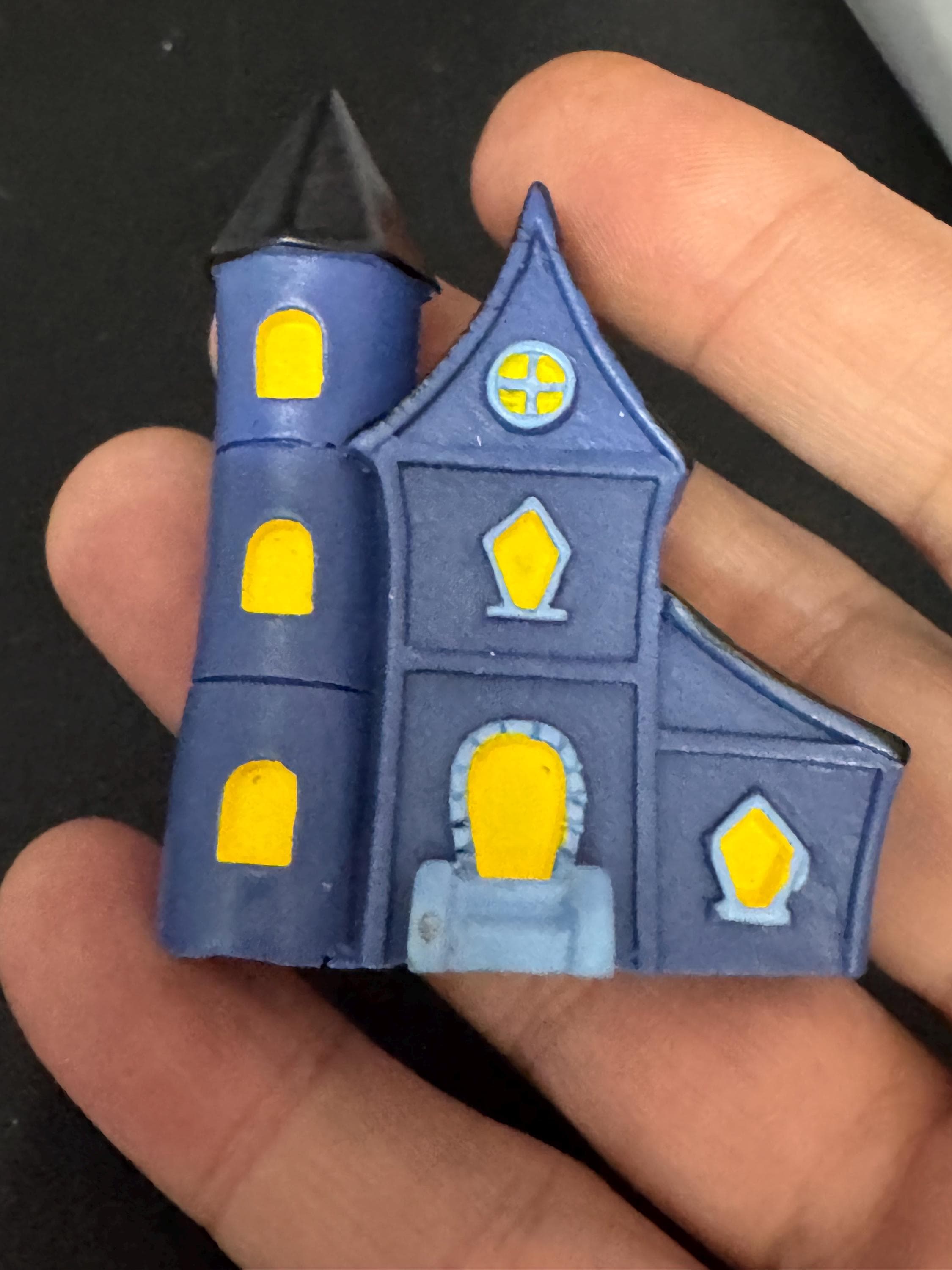 Miniature spooky Halloween creepy haunted mansion house cake topper decorations, craft scenery, reusable plastic