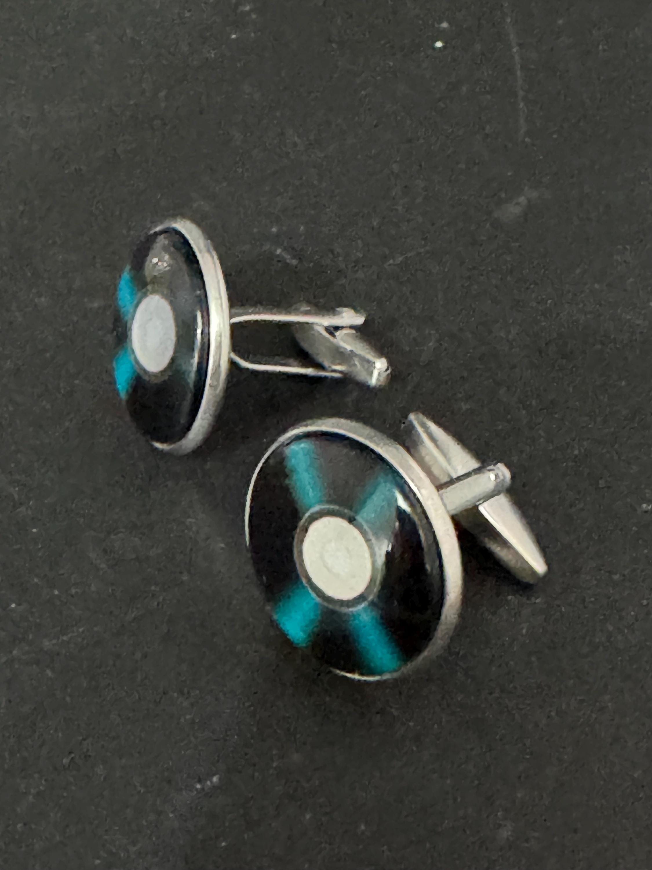 Vinyl record cufflinks 20mm Retro style Black white gift for DJ