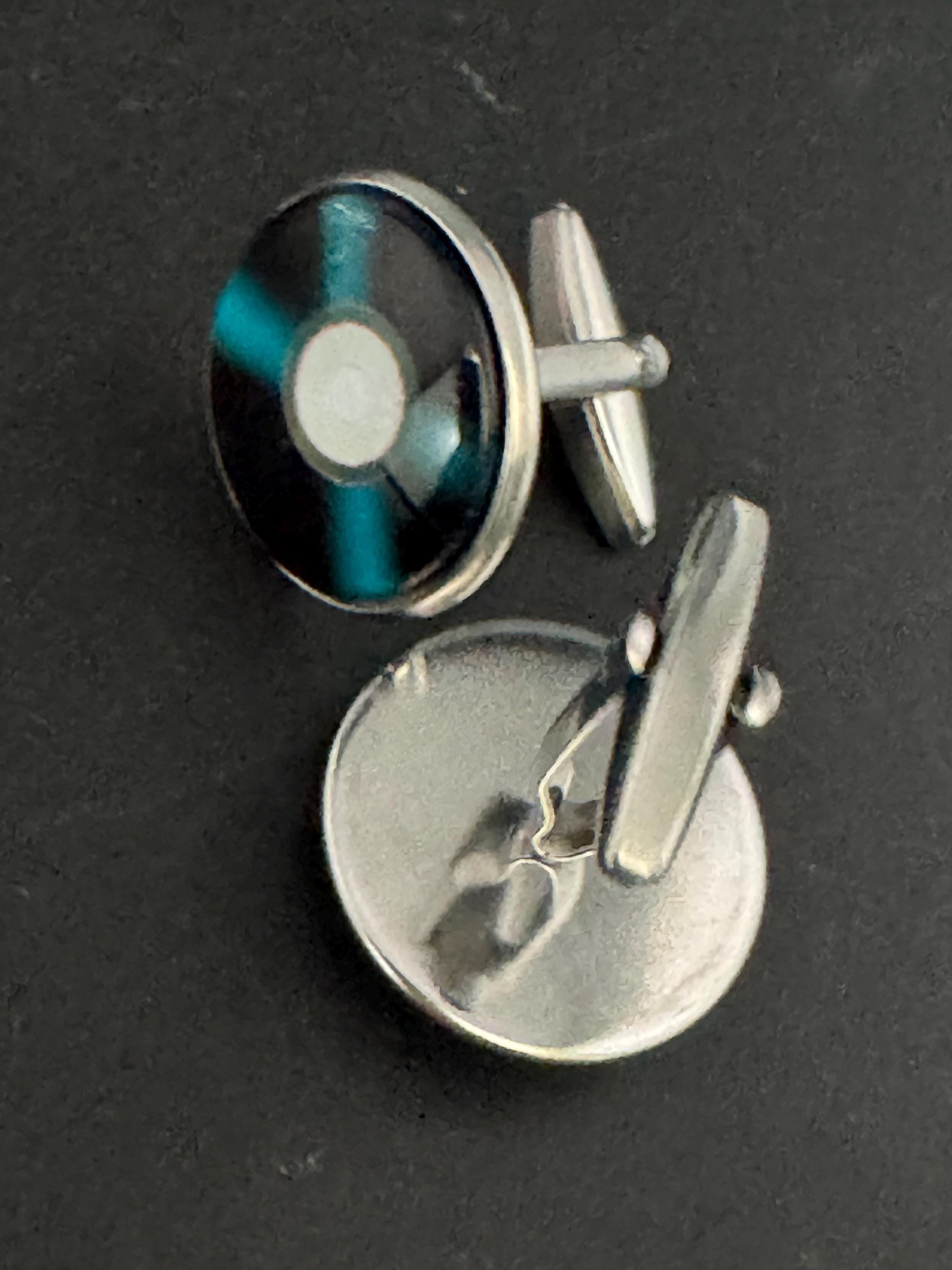 Vinyl record cufflinks 20mm Retro style Black white gift for DJ