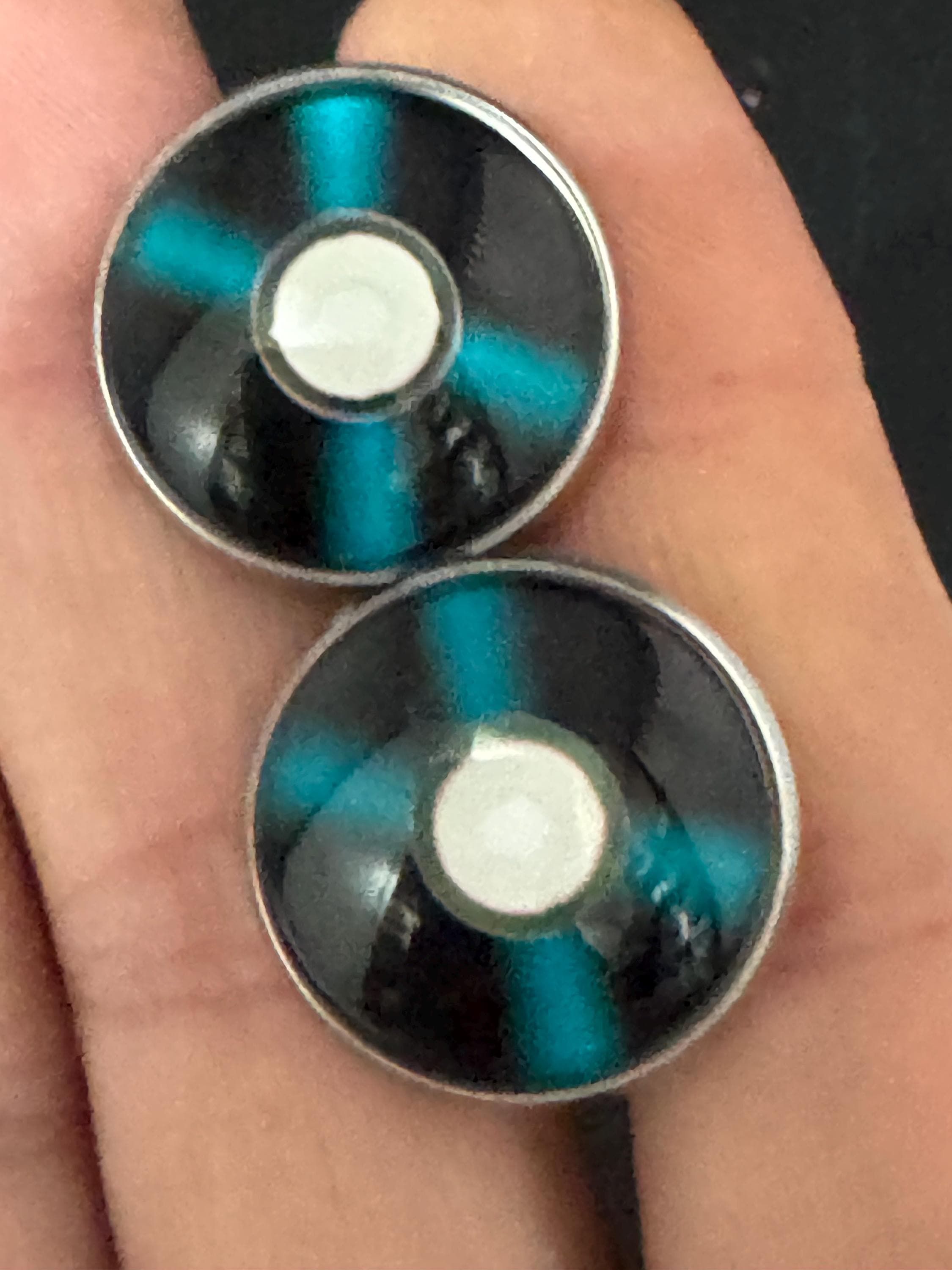 Vinyl record cufflinks 20mm Retro style Black white gift for DJ