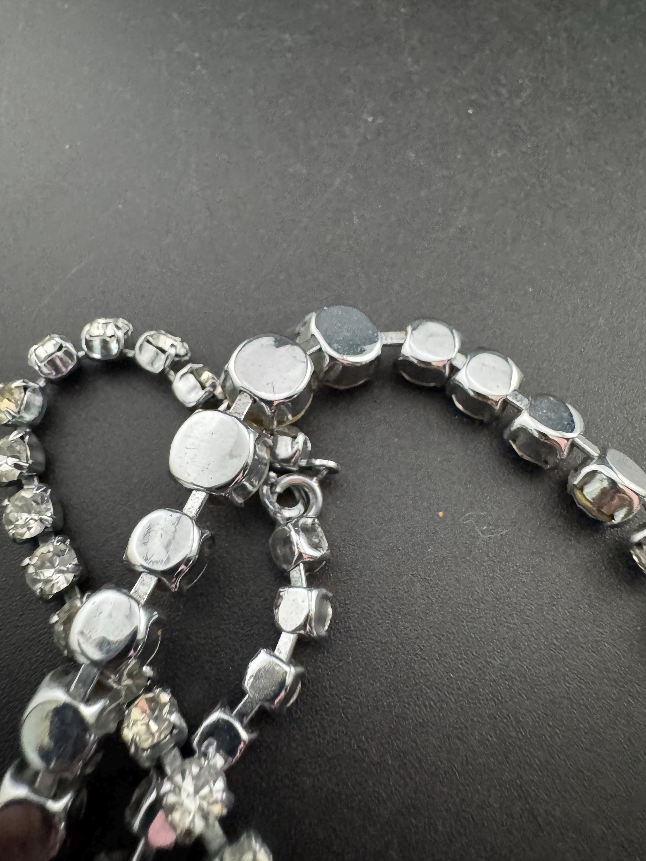 42cm diamanté crystal choker necklace, clear glass rhinestones, vintage