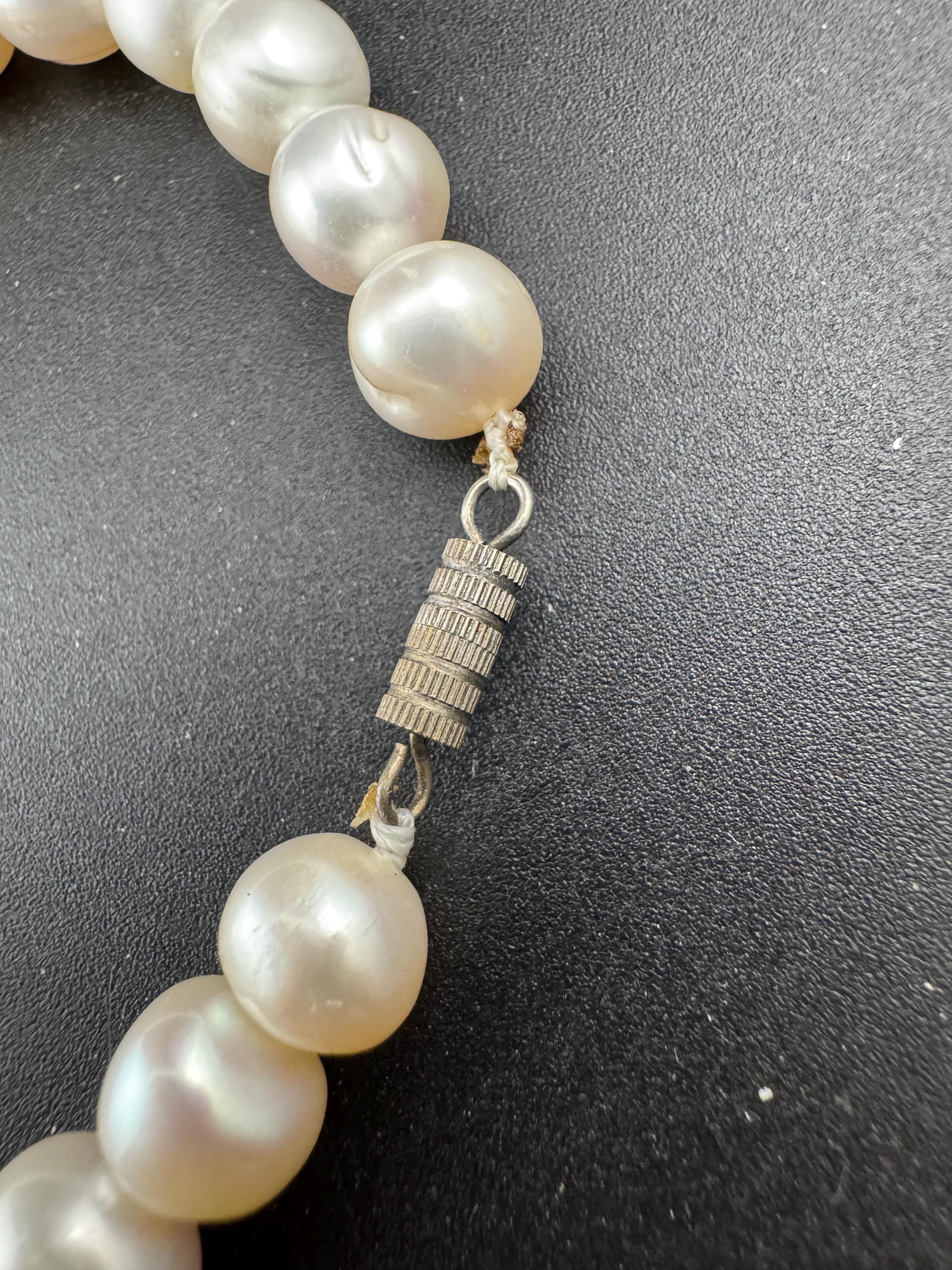 White Natural freshwater pearl beaded collar necklace 51cm