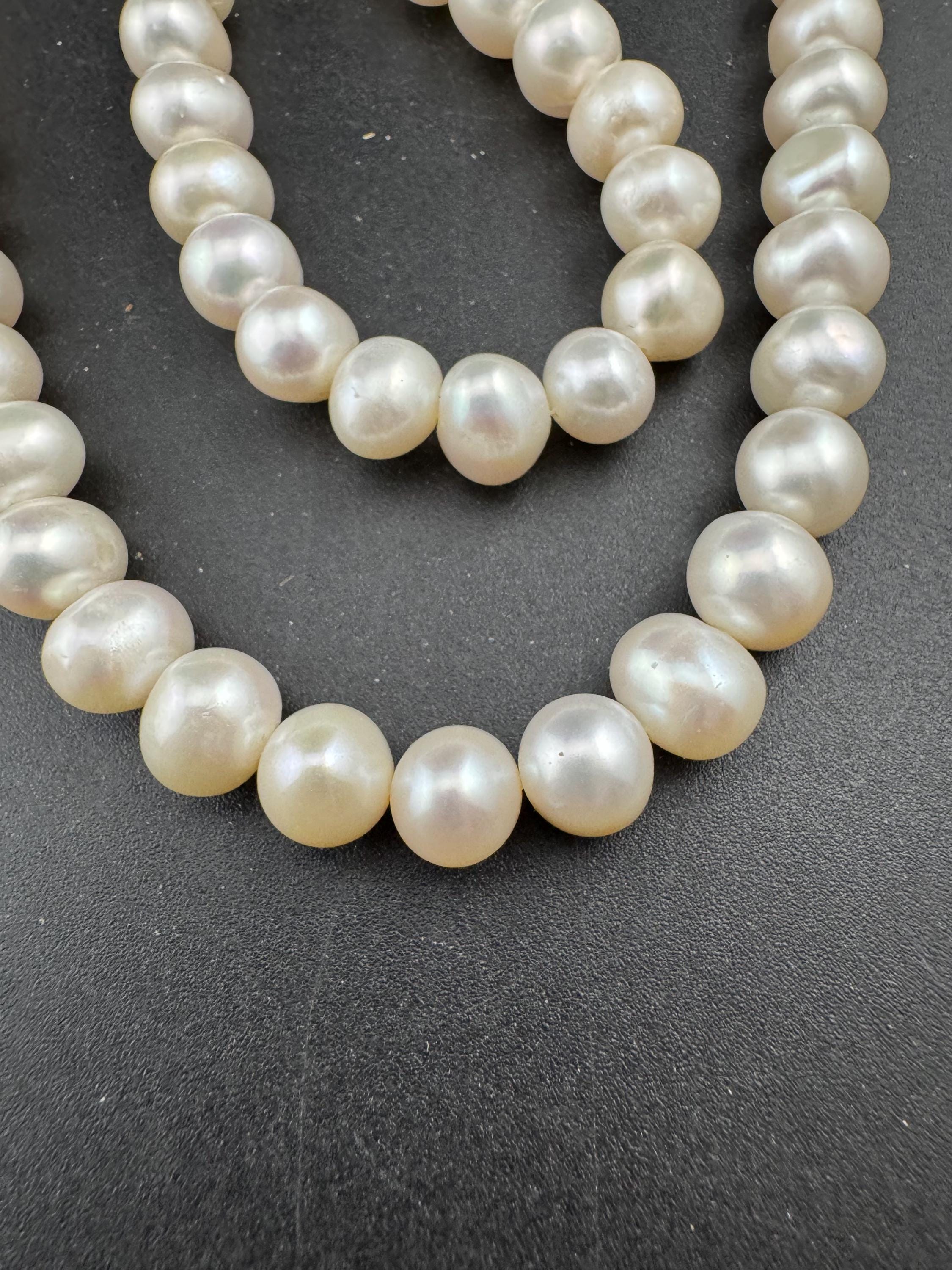 White Natural freshwater pearl beaded collar necklace 51cm
