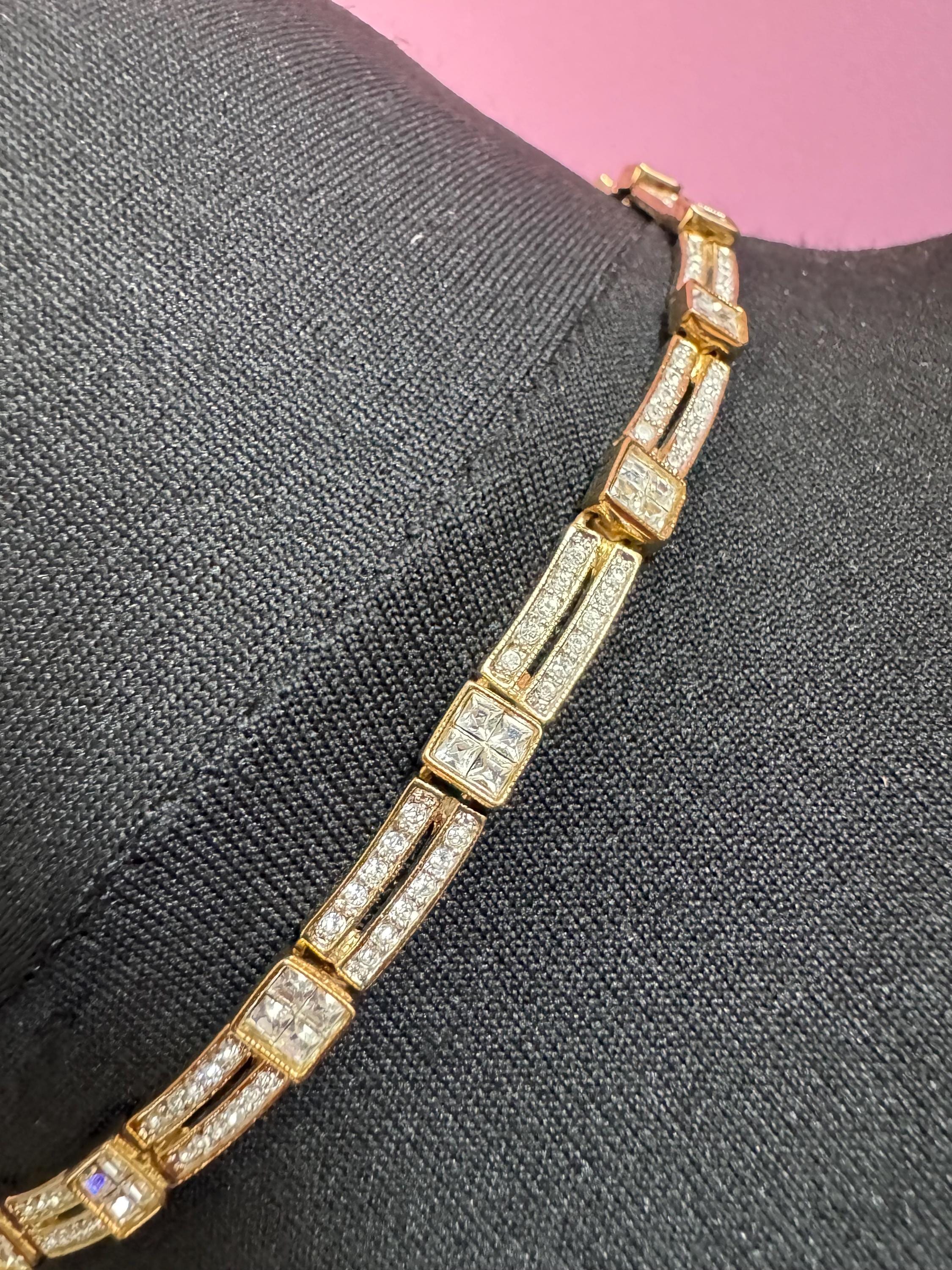 Vintage gold plated high end clear crystal diamanté necklace