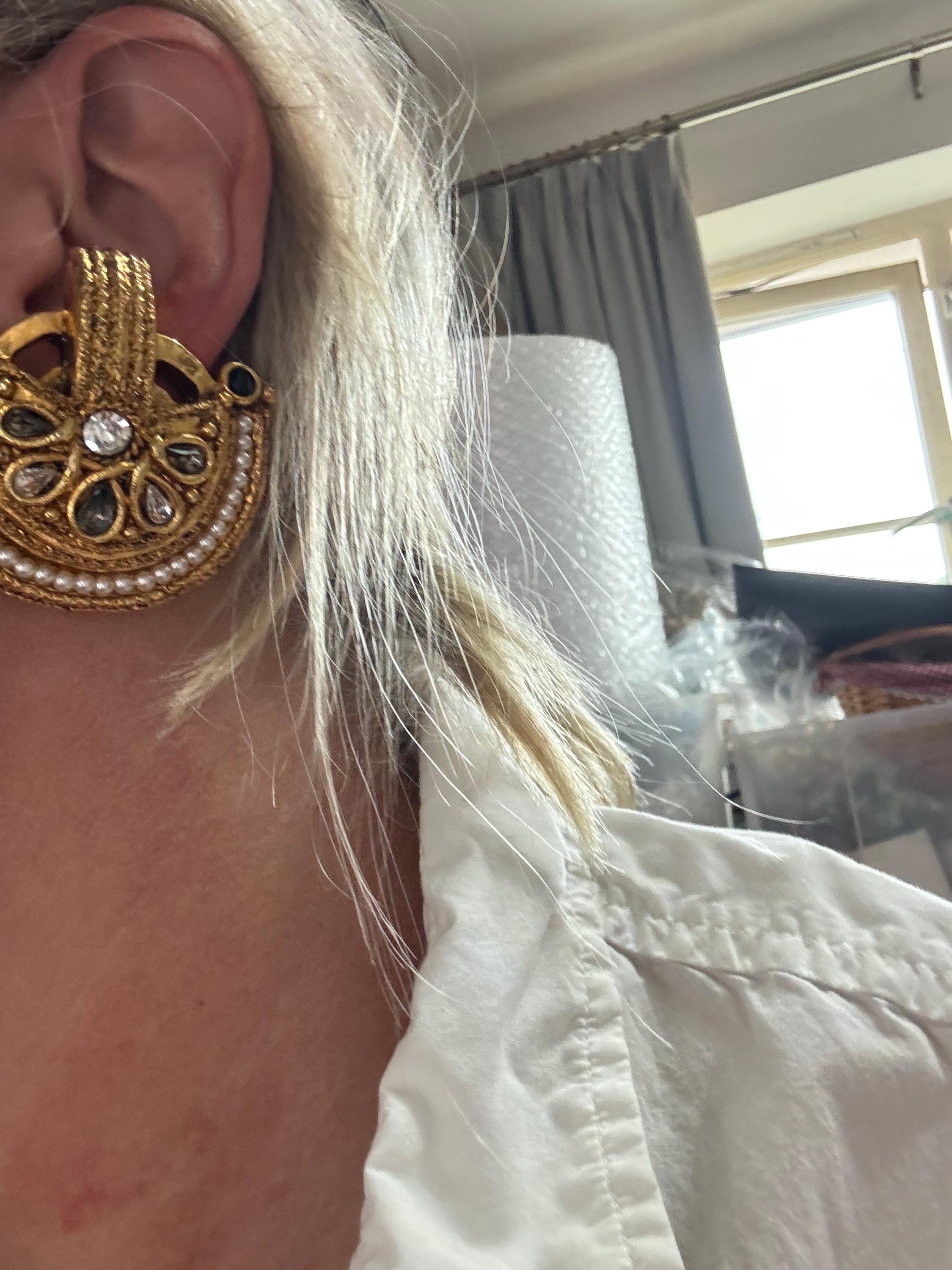 Signed 1980s Clare Deve Rhinestone Clip On Earrings: Paris Designer Resin Jewelry