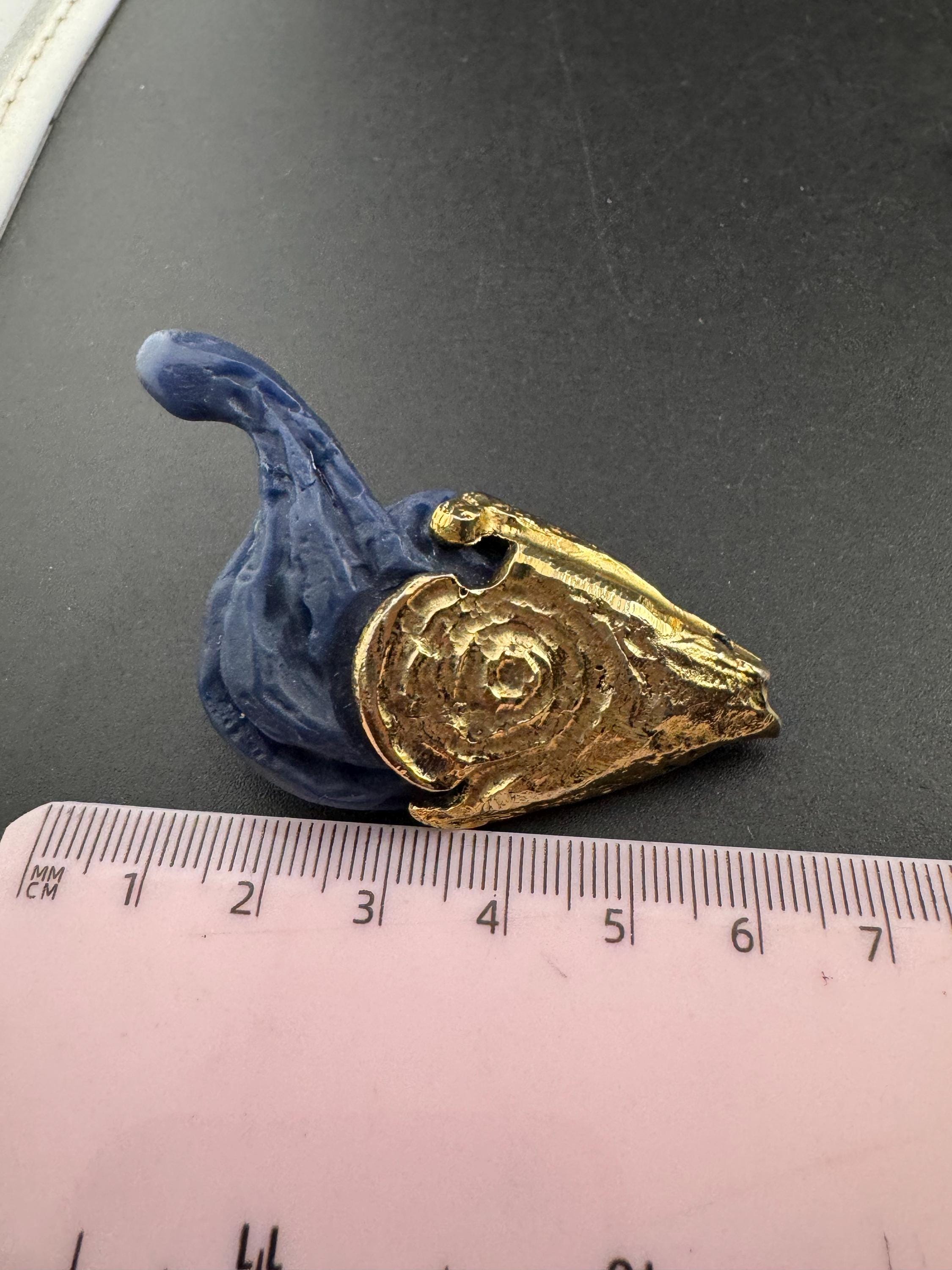 1980s signed Clare Deve for Claude Montana high end oversized pair of blue gold resin clip on earrings , Paris designer