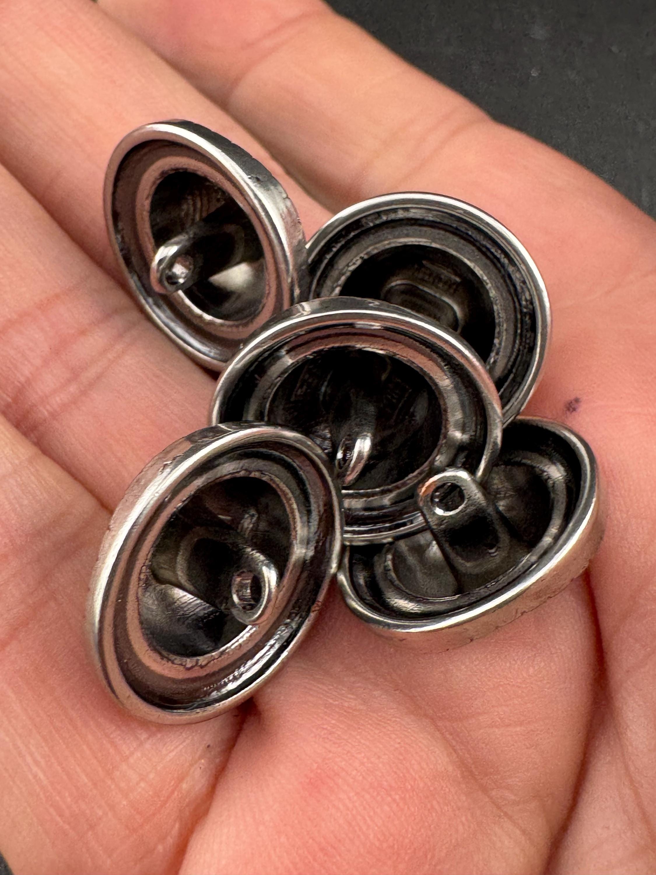 Pack 5 20mm dark grey silver tone irregular domed buttons ideal blazer cardigan