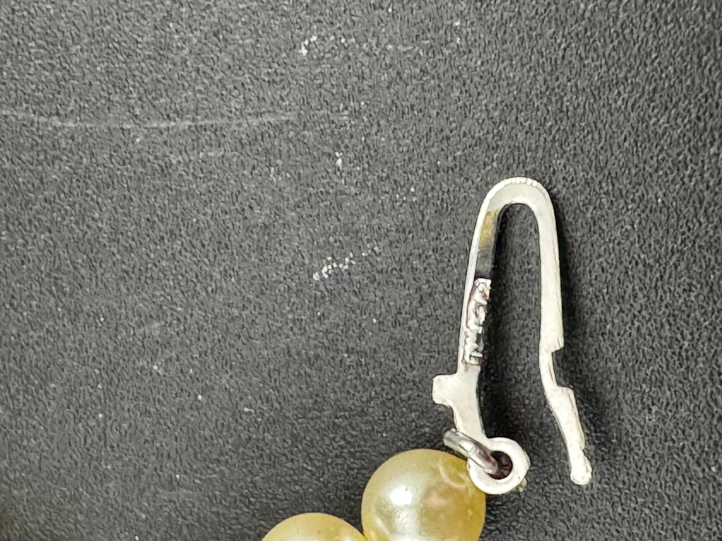 vintage cream knotted glass pearl necklace silver tone 47cm 6mm beads