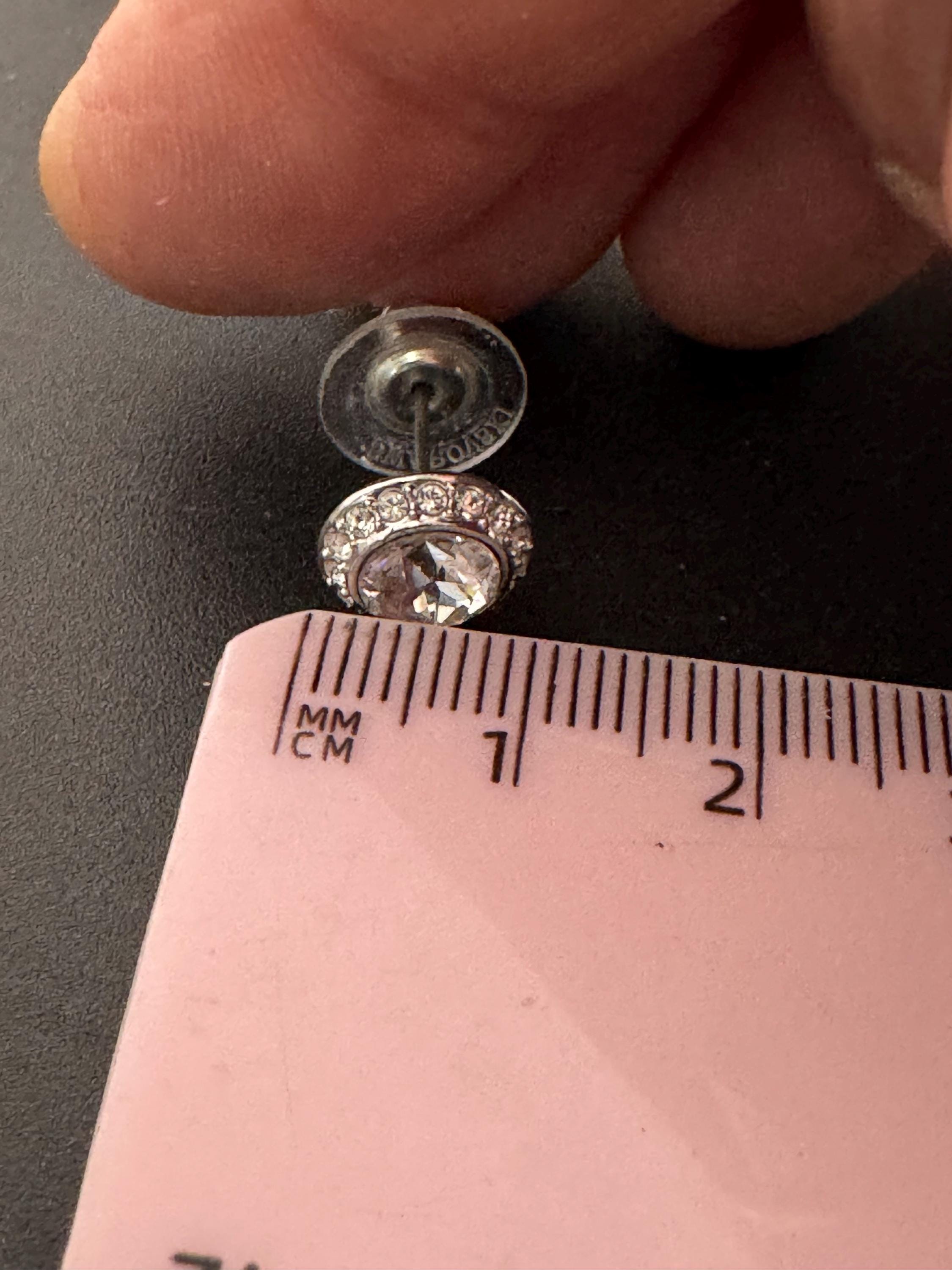 Signed Swarovski crystal silver tone diamanté round stud earrings