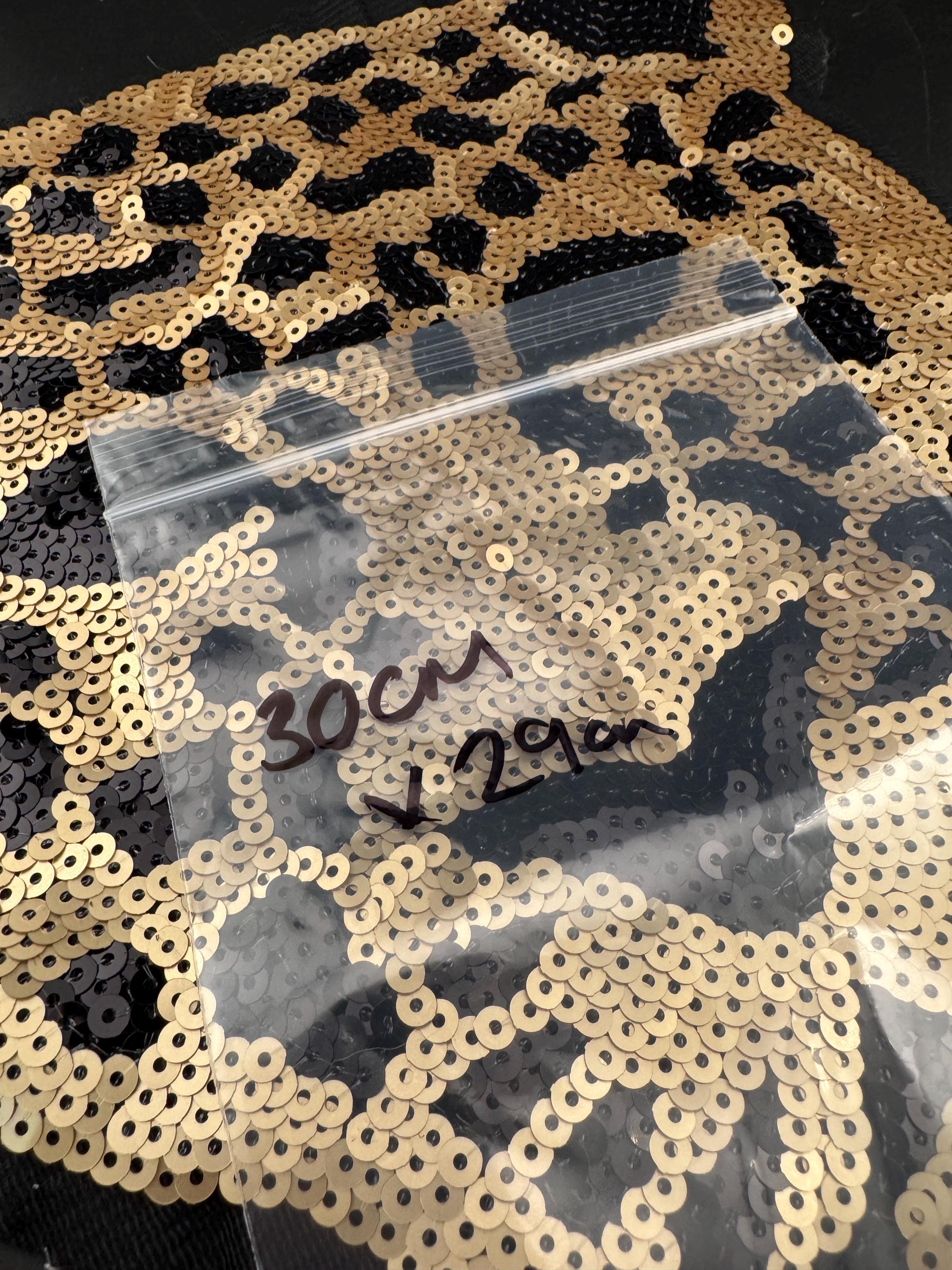 XL 30cm x 29cm sew on wild animal, big cat leopard face patch sequin applique for sewing on clothing , jackets and bags upcycle projects