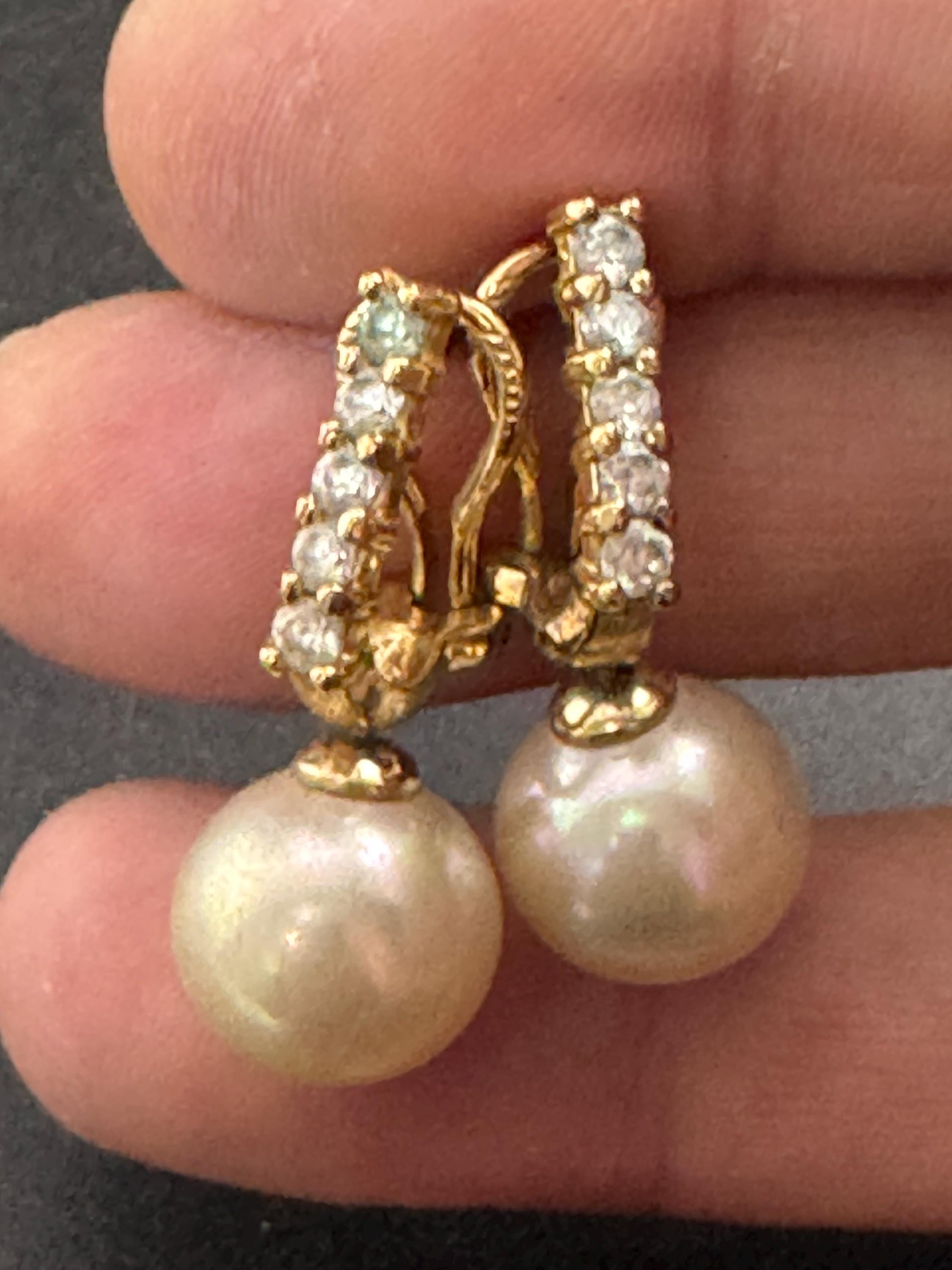 Vintage Gold Plated Diamanté Crystal Faux Pearl Drop Earrings