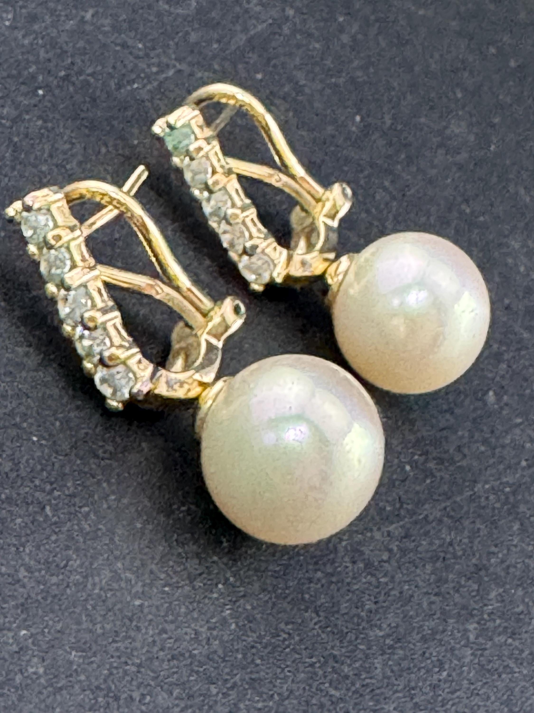 Vintage Gold Plated Diamanté Crystal Faux Pearl Drop Earrings