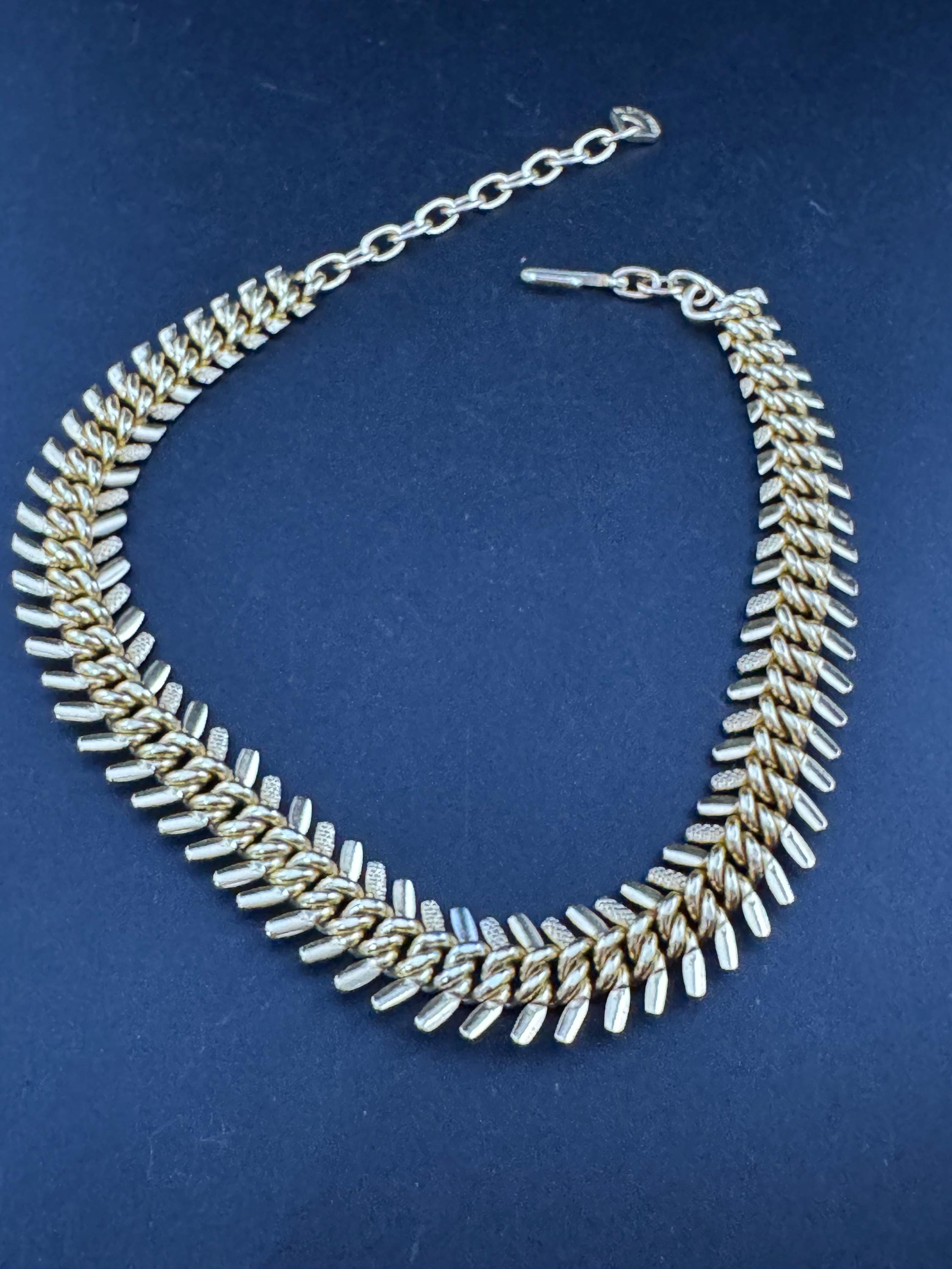 Petite fit Vintage bright gold tone lightweight gold tone choker collar necklace signed west Germany