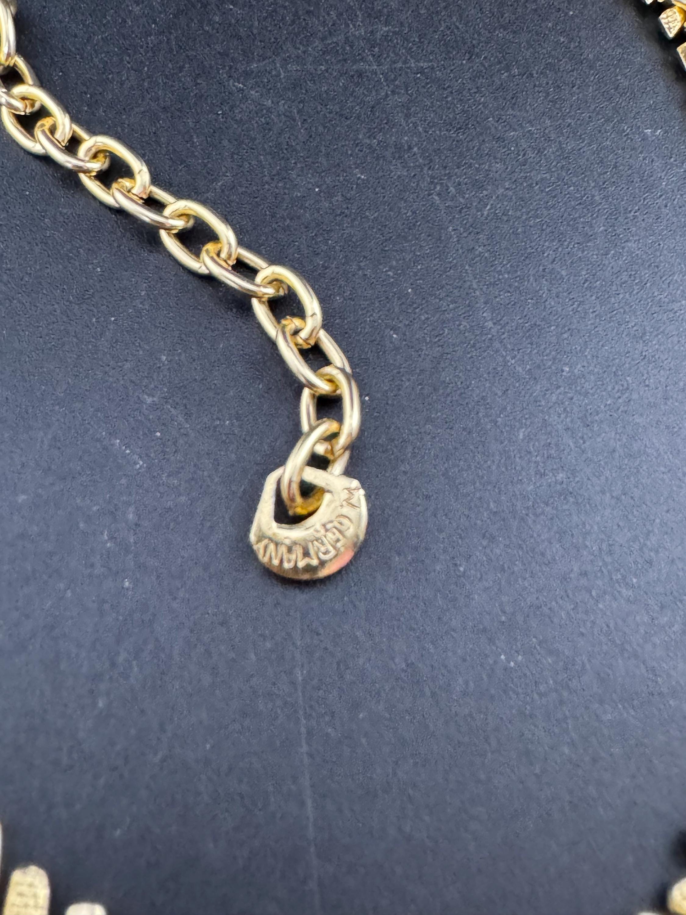 Petite fit Vintage bright gold tone lightweight gold tone choker collar necklace signed west Germany
