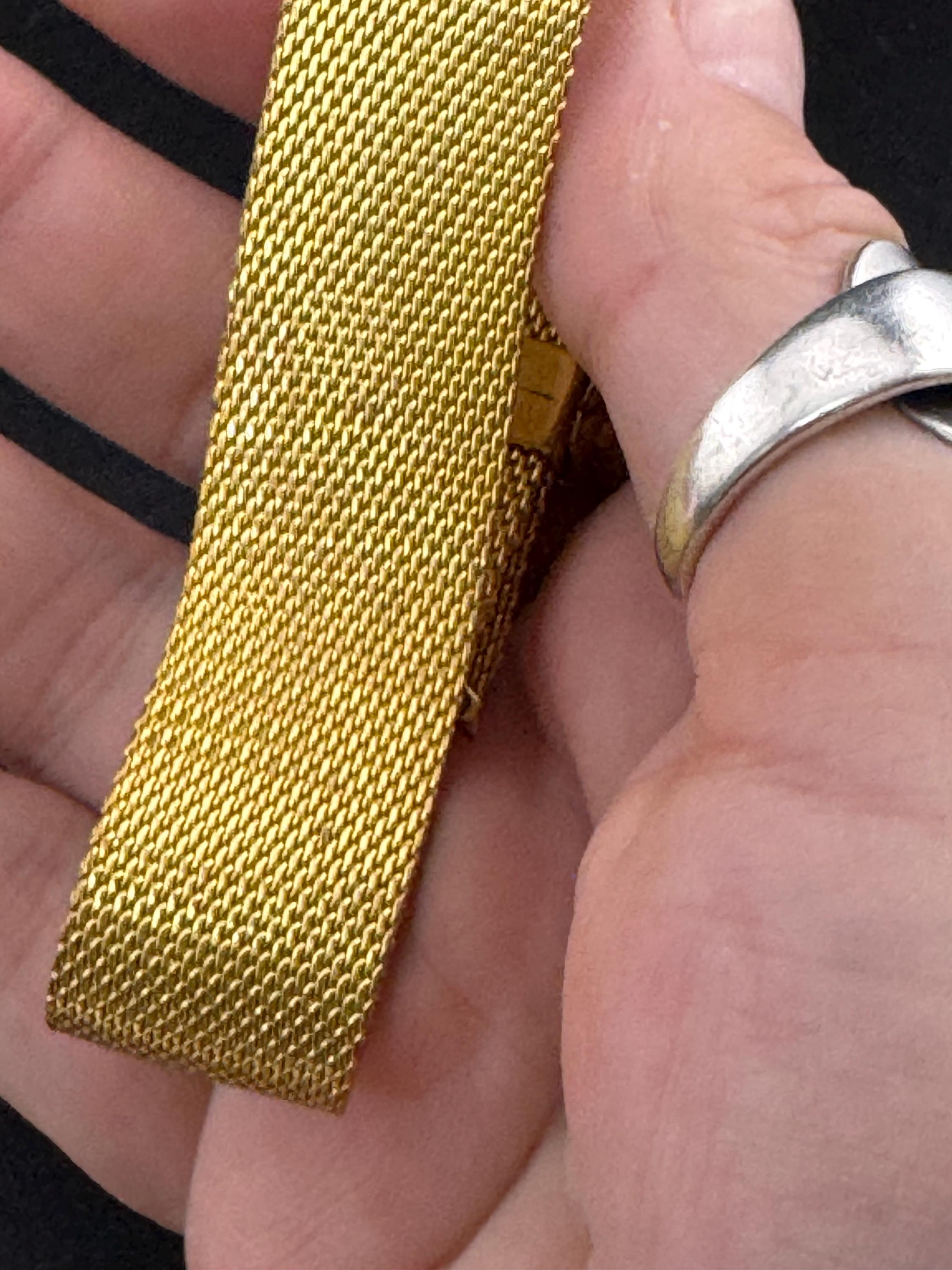 Vintage 1950s gold plated articulated 18mm wide mesh buckle bracelet