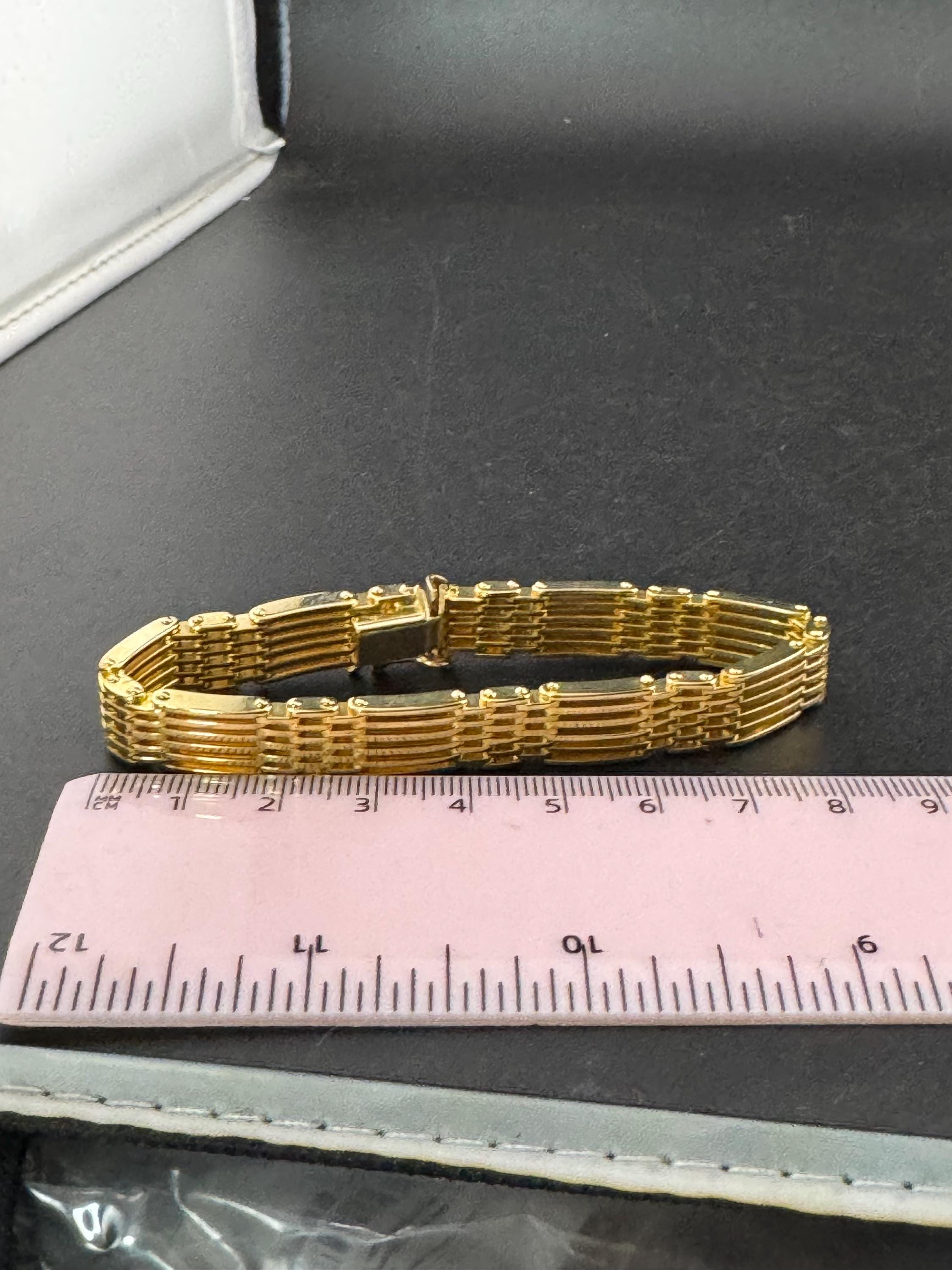Vintage Gold Plated Gate Bracelet: 1980s Statement Jewelry