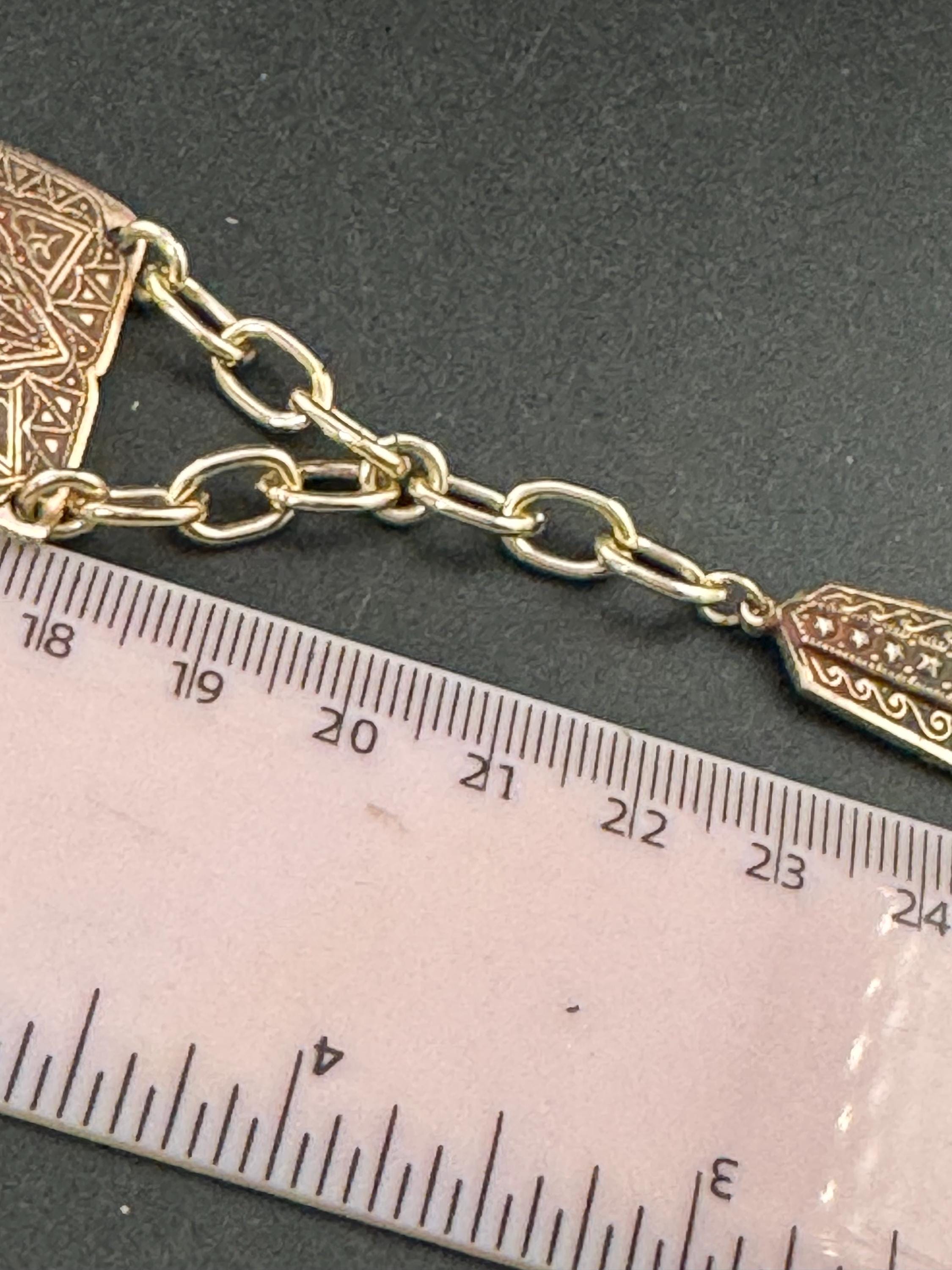 Vintage Eloxal Aluminum Panel Bracelet: Copper, Red & Gold Eastern Print