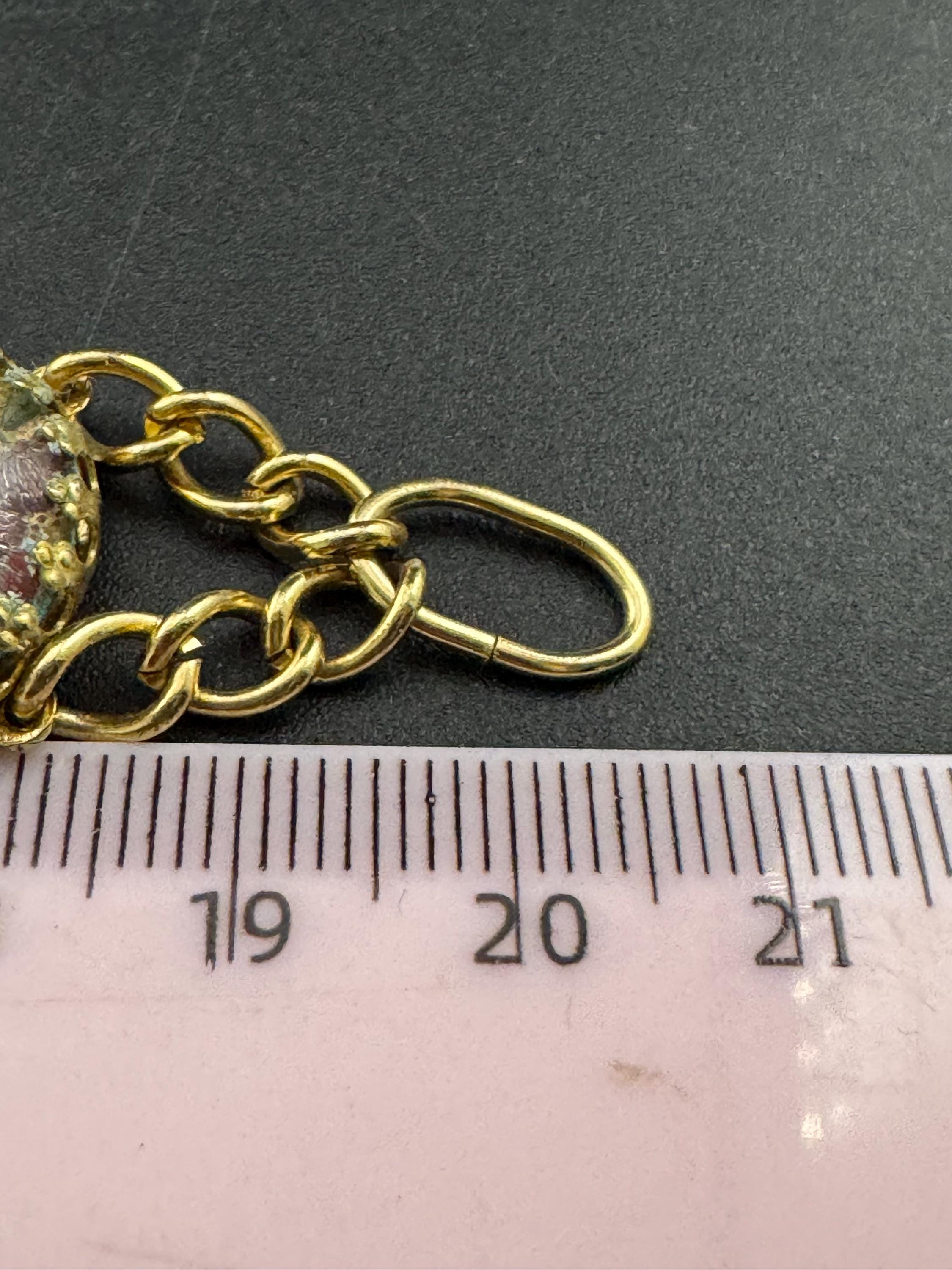 Vintage 1940s pretty rolled Gold plated Lucite floral inset Cabochons panel link Bracelet 20.5cm x 2cm